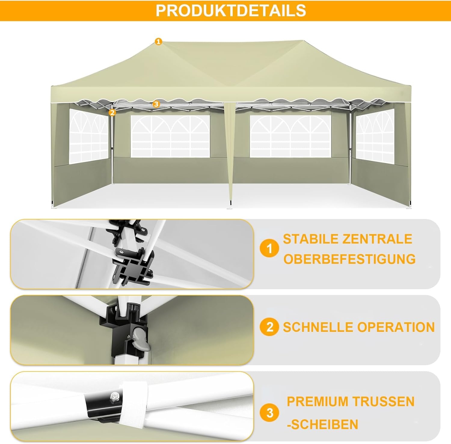 image:imageCOBIZI 20x30 Outdoor Party Tent Heavy Duty Waterproof Canopy Shelter with 8 Sidewalls amp 12 Church Windows White Powder Coating Builtin Sandbag Commercial Event Tents for Parties Wedding Patio BBQKhakiUPF50