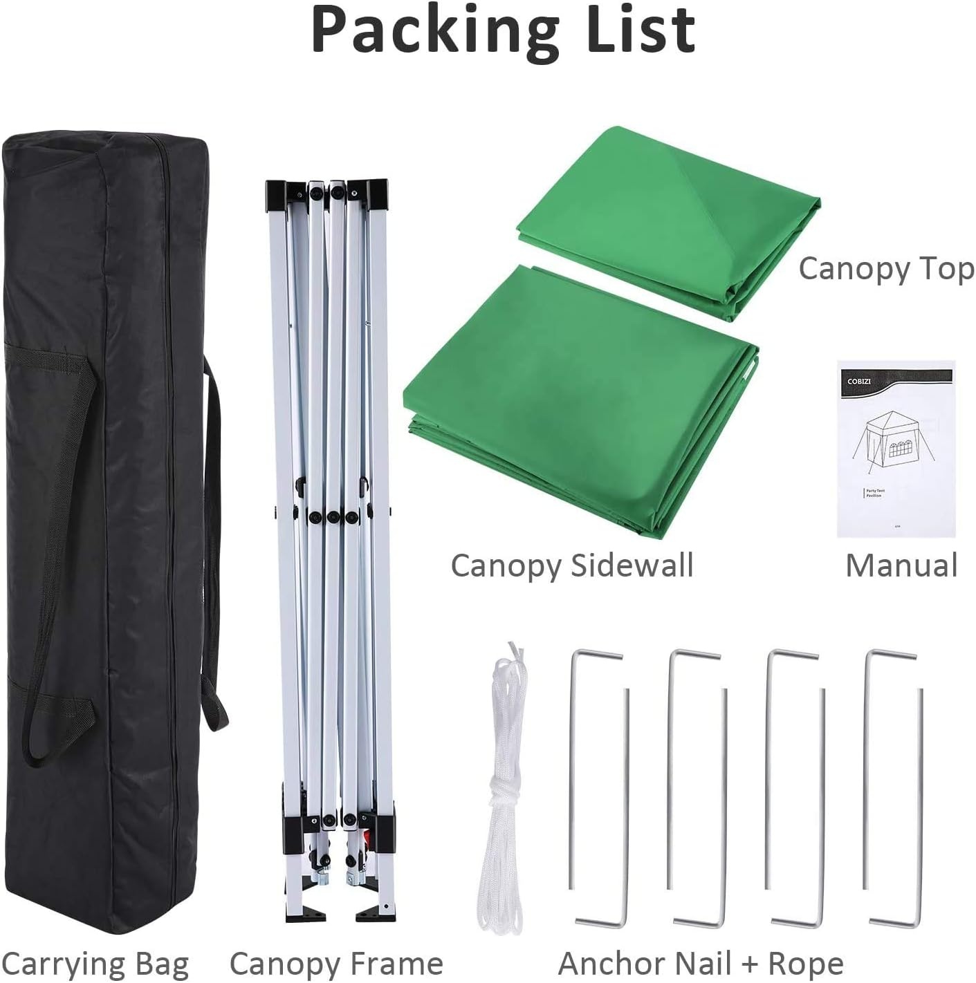 image:imageCOBIZI 20x30 Outdoor Party Tent Heavy Duty Waterproof Canopy Shelter with 8 Sidewalls amp 12 Church Windows White Powder Coating Builtin Sandbag Commercial Event Tents for Parties Wedding Patio BBQLight Green