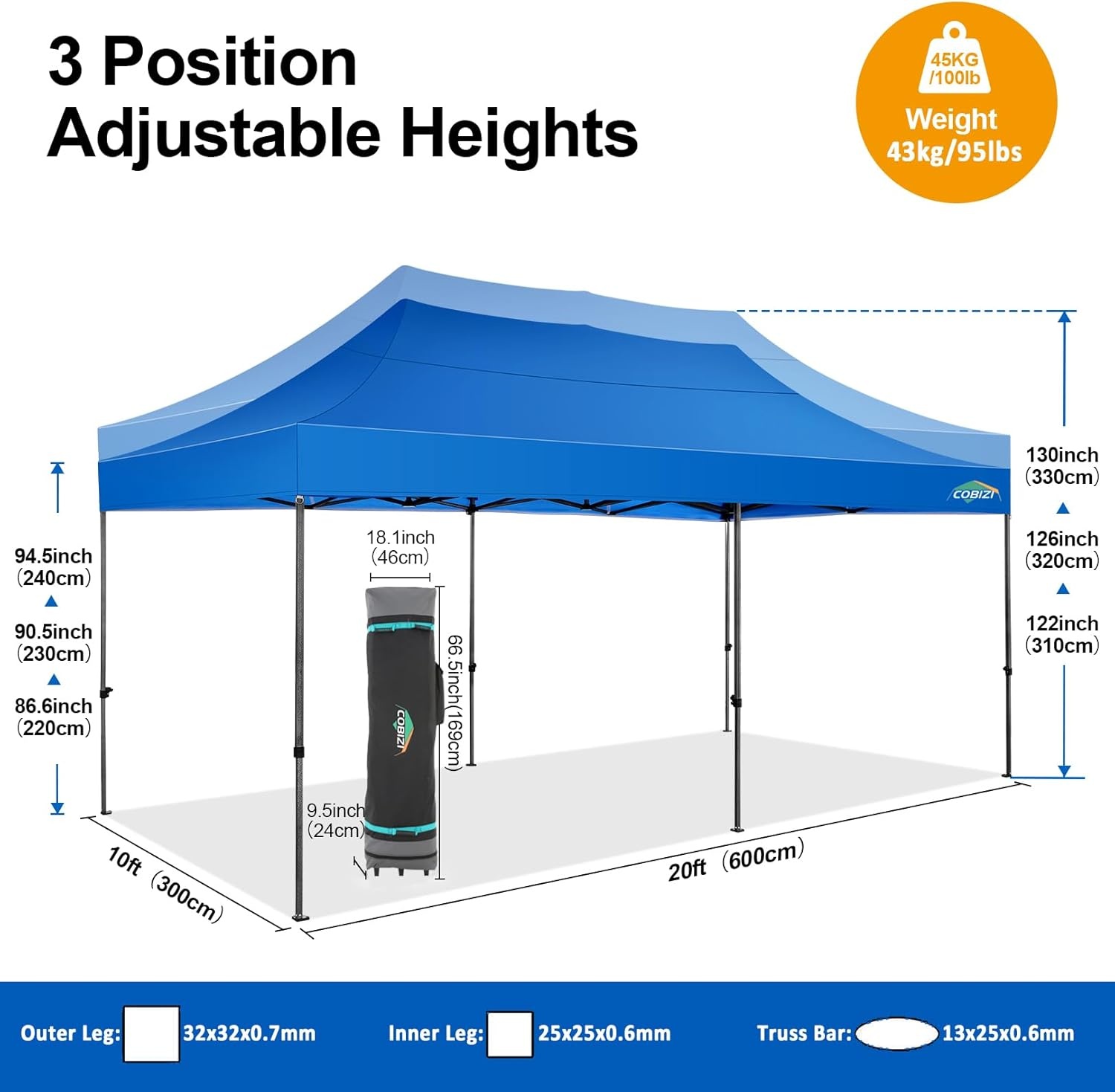 image:imageCOBIZI 20x30 Outdoor Party Tent Heavy Duty Waterproof Canopy Shelter with 8 Sidewalls amp 12 Church Windows White Powder Coating Builtin Sandbag Commercial Event Tents for Parties Wedding Patio BBQBlue