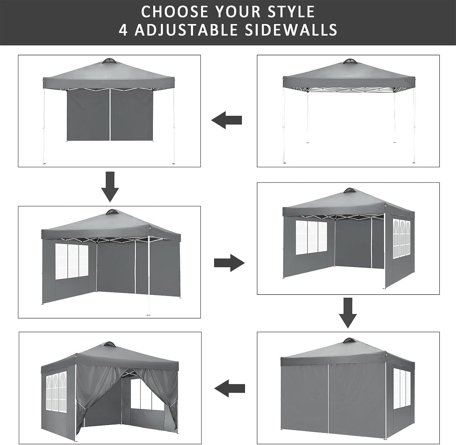 image:imageCOBIZI 20x30 Outdoor Party Tent Heavy Duty Waterproof Canopy Shelter with 8 Sidewalls amp 12 Church Windows White Powder Coating Builtin Sandbag Commercial Event Tents for Parties Wedding Patio BBQDark gray