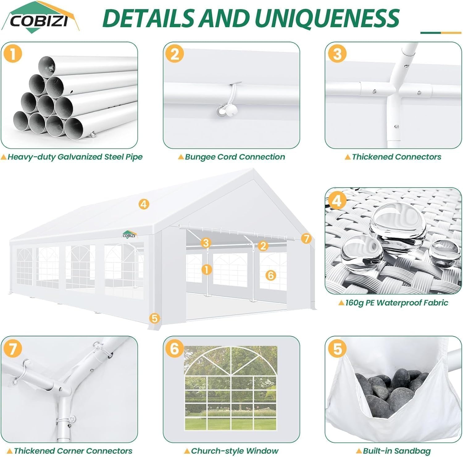 image:imageCOBIZI 20x30FT Party Tent Heavy Duty for Parties Outdoor Gazebo White Event Shelter Wedding Canopy BBQ Carport Commercial with Removable Sidewall Windows Powder Coating Better Than Galvanized