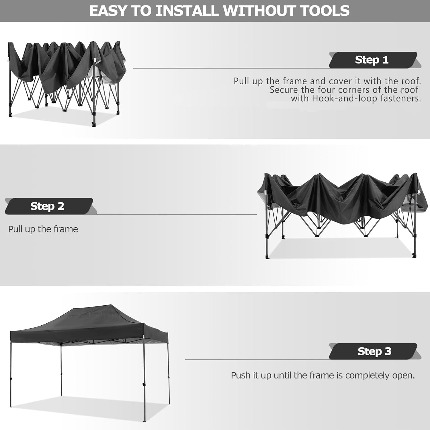 image:imageCOBIZI 66x66 Pop up Canopy Tent 66x66 Canopy No Sidewall Waterproof Heavy Duty Commercial for Parties Outdoor Garden Gazebo Tent Carry Bag with Wheel66x66ft No Sidewalls BlackBlack