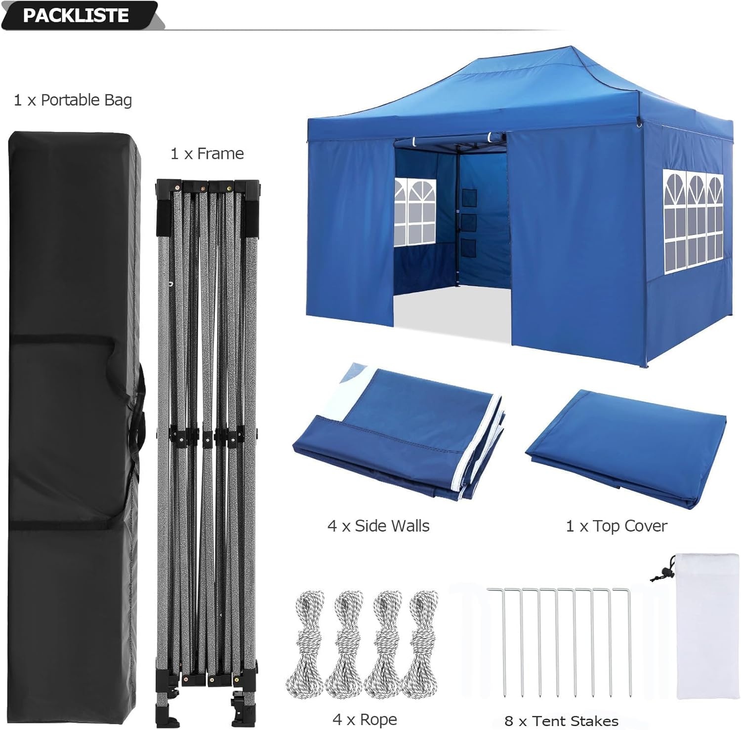 image:imageCOBIZI 66x66 Pop up Canopy Tent 66x66 Canopy No Sidewall Waterproof Heavy Duty Commercial for Parties Outdoor Garden Gazebo Tent Carry Bag with Wheel66x66ft No Sidewalls BlackBlue