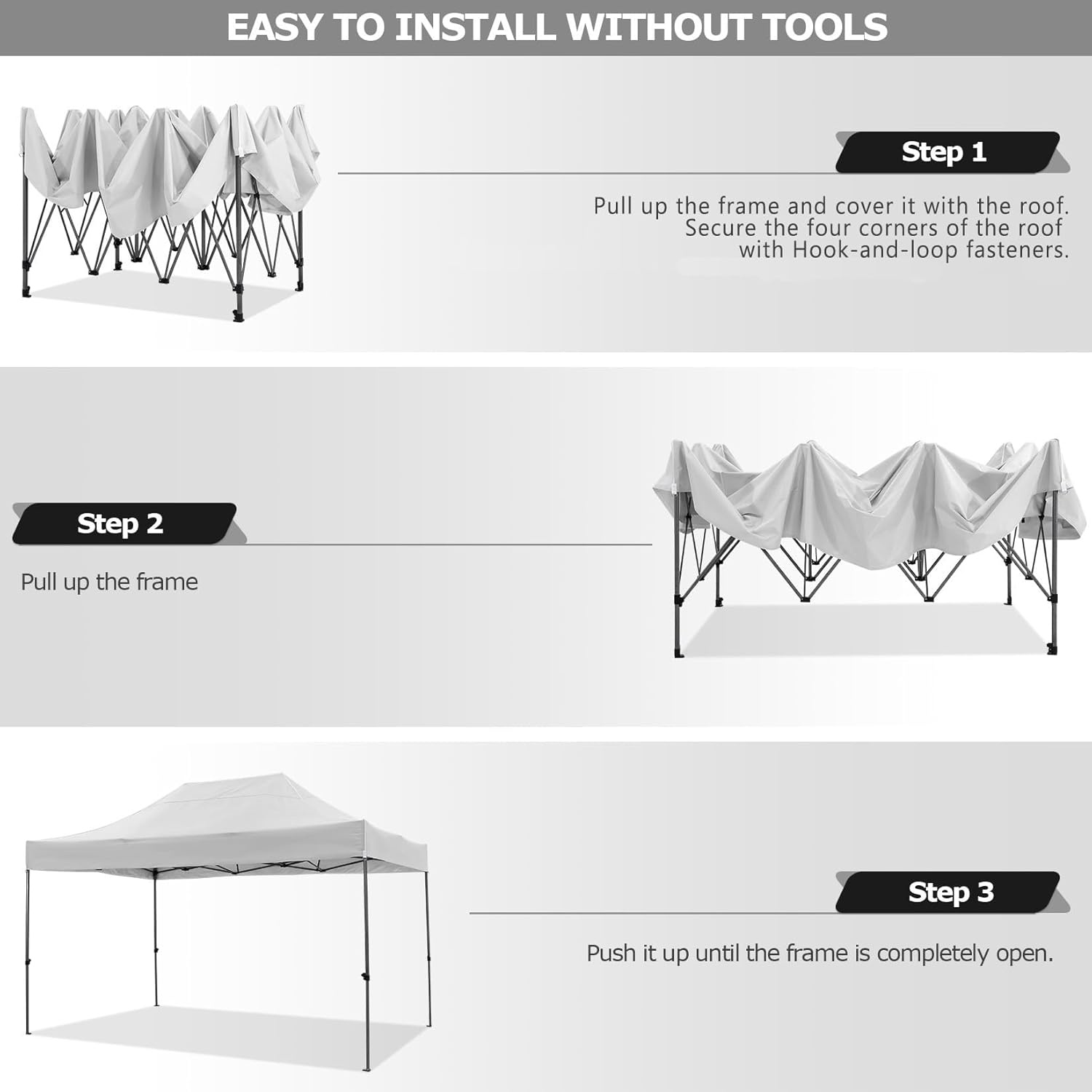 image:imageCOBIZI 66x66 Pop up Canopy Tent 66x66 Canopy No Sidewall Waterproof Heavy Duty Commercial for Parties Outdoor Garden Gazebo Tent Carry Bag with Wheel66x66ft No Sidewalls BlackWhite