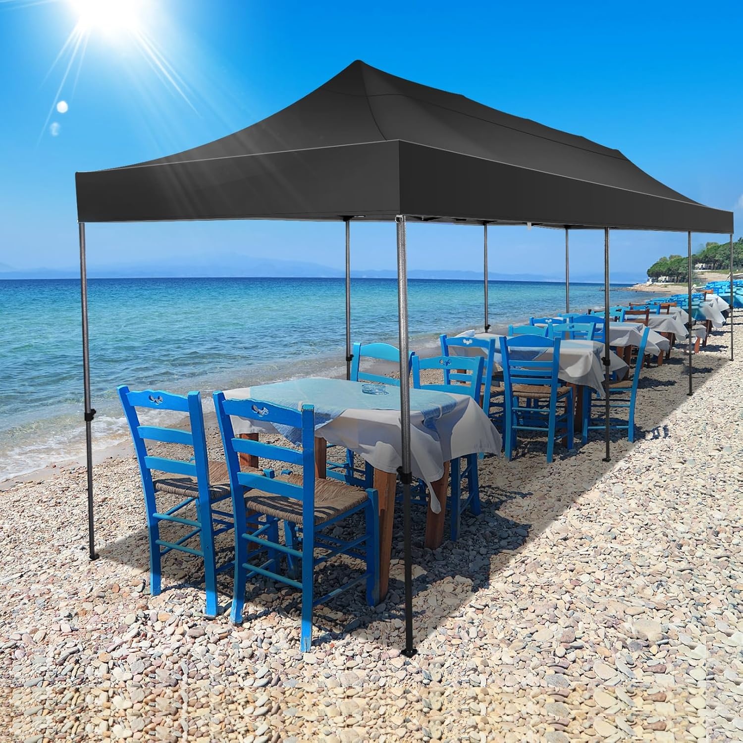 image:imageCOBIZI 66x66 Pop up Canopy Tent 66x66 Canopy No Sidewall Waterproof Heavy Duty Commercial for Parties Outdoor Garden Gazebo Tent Carry Bag with Wheel66x66ft No Sidewalls BlackBlack