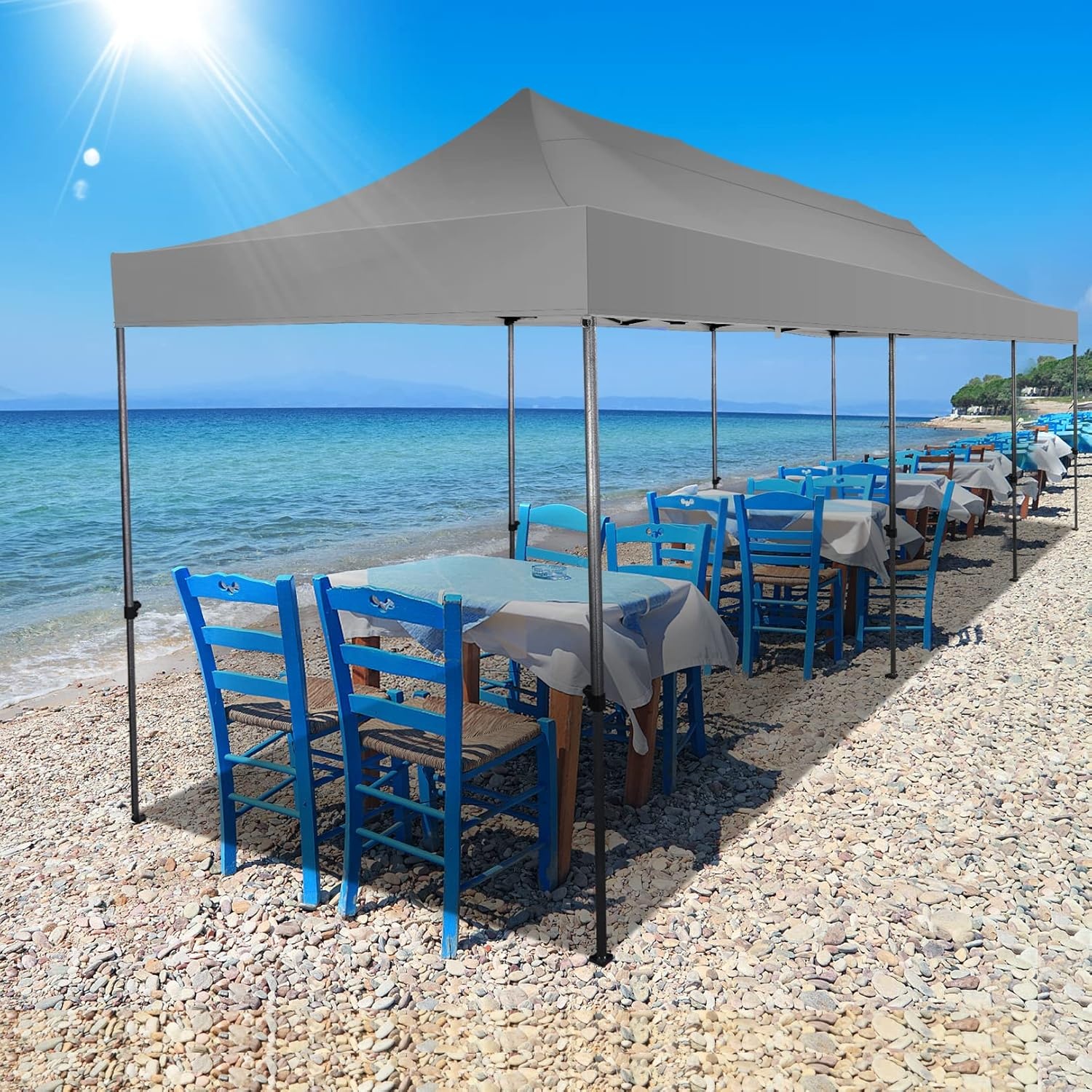 image:imageCOBIZI 66x66 Pop up Canopy Tent 66x66 Canopy No Sidewall Waterproof Heavy Duty Commercial for Parties Outdoor Garden Gazebo Tent Carry Bag with Wheel66x66ft No Sidewalls BlackGray