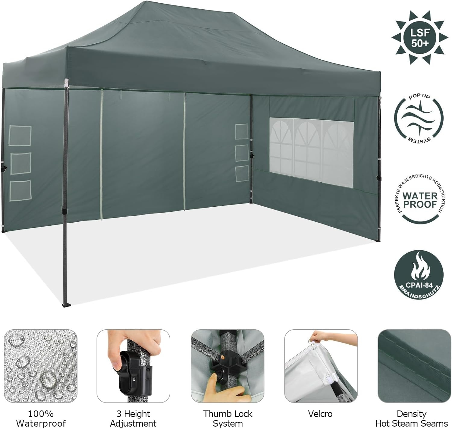 image:imageCOBIZI 66x66 Pop up Canopy Tent 66x66 Canopy No Sidewall Waterproof Heavy Duty Commercial for Parties Outdoor Garden Gazebo Tent Carry Bag with Wheel66x66ft No Sidewalls BlackGray