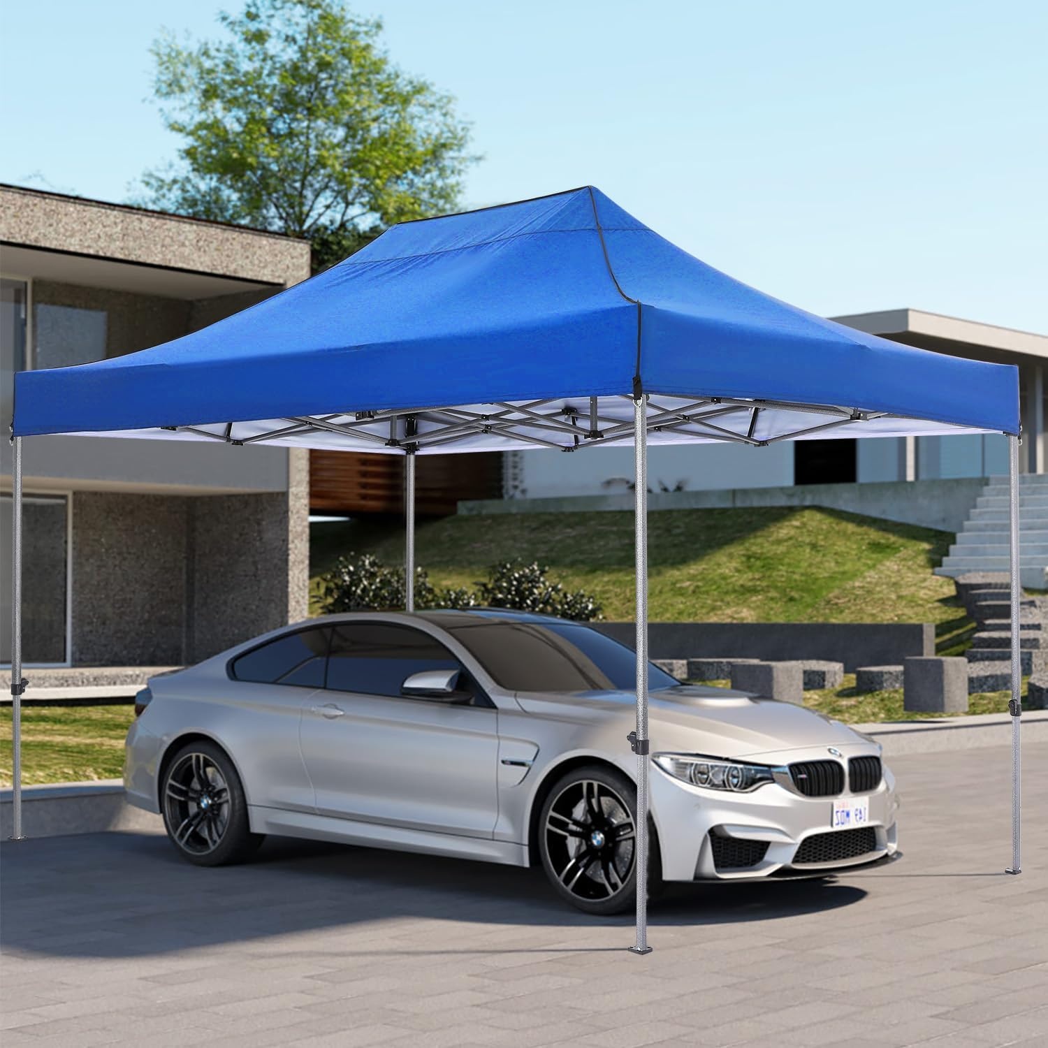 image:imageCOBIZI 66x66 Pop up Canopy Tent 66x66 Canopy No Sidewall Waterproof Heavy Duty Commercial for Parties Outdoor Garden Gazebo Tent Carry Bag with Wheel66x66ft No Sidewalls BlackBlue