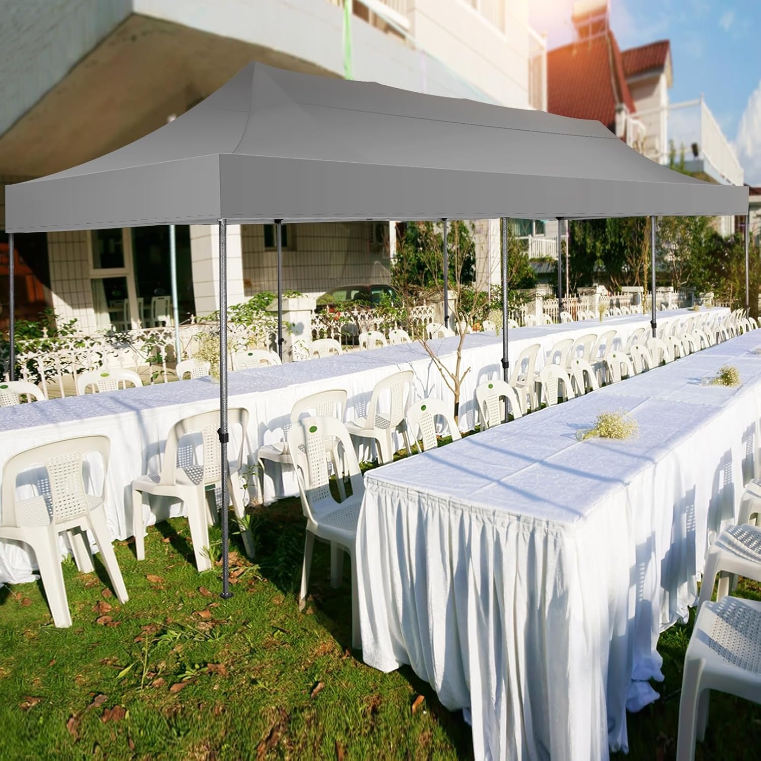 image:imageCOBIZI 66x66 Pop up Canopy Tent 66x66 Canopy No Sidewall Waterproof Heavy Duty Commercial for Parties Outdoor Garden Gazebo Tent Carry Bag with Wheel66x66ft No Sidewalls BlackGray