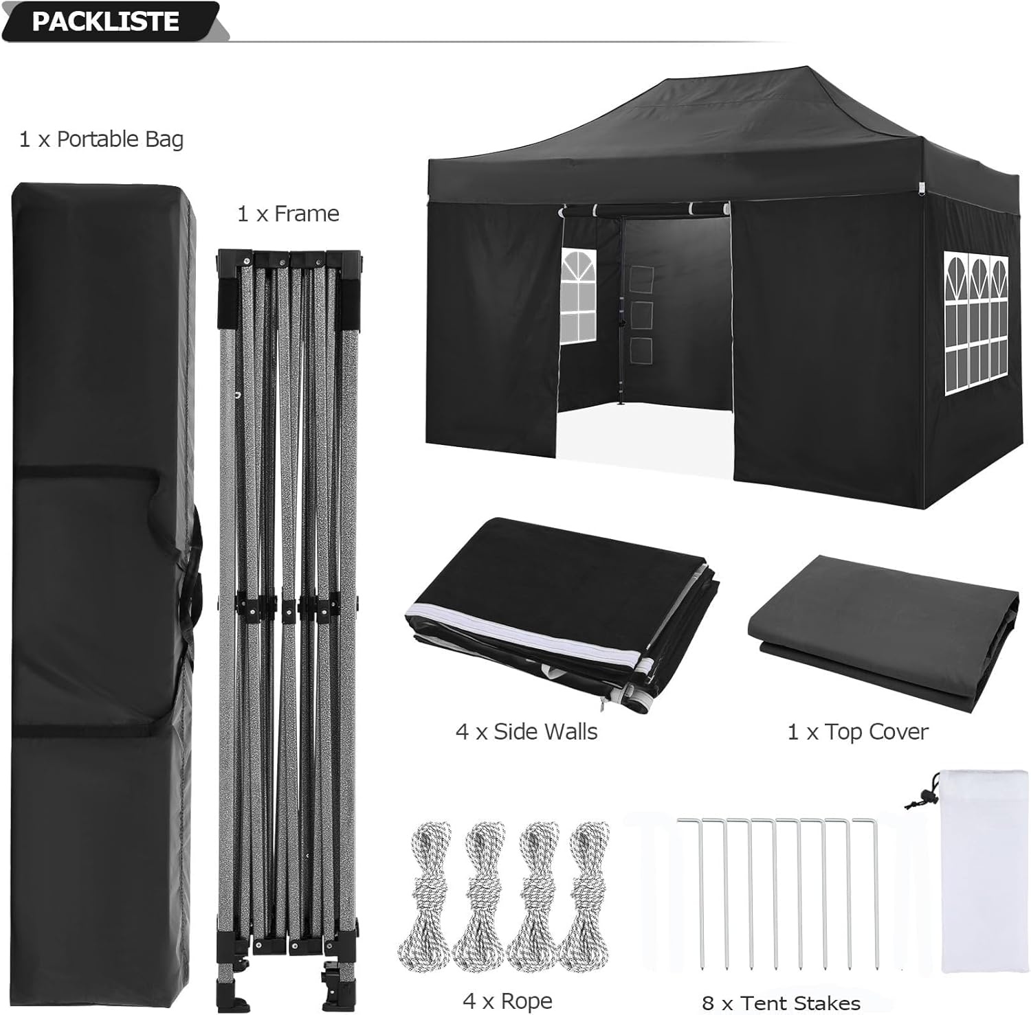 image:imageCOBIZI 66x66 Pop up Canopy Tent 66x66 Canopy No Sidewall Waterproof Heavy Duty Commercial for Parties Outdoor Garden Gazebo Tent Carry Bag with Wheel66x66ft No Sidewalls BlackBlack