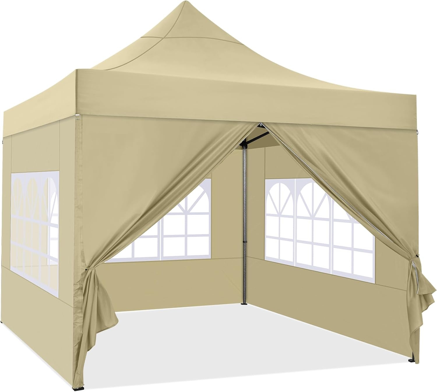 image:imageCOBIZI 66x66 Pop up Canopy Tent 66x66 Canopy No Sidewall Waterproof Heavy Duty Commercial for Parties Outdoor Garden Gazebo Tent Carry Bag with Wheel66x66ft No Sidewalls BlackKhaki