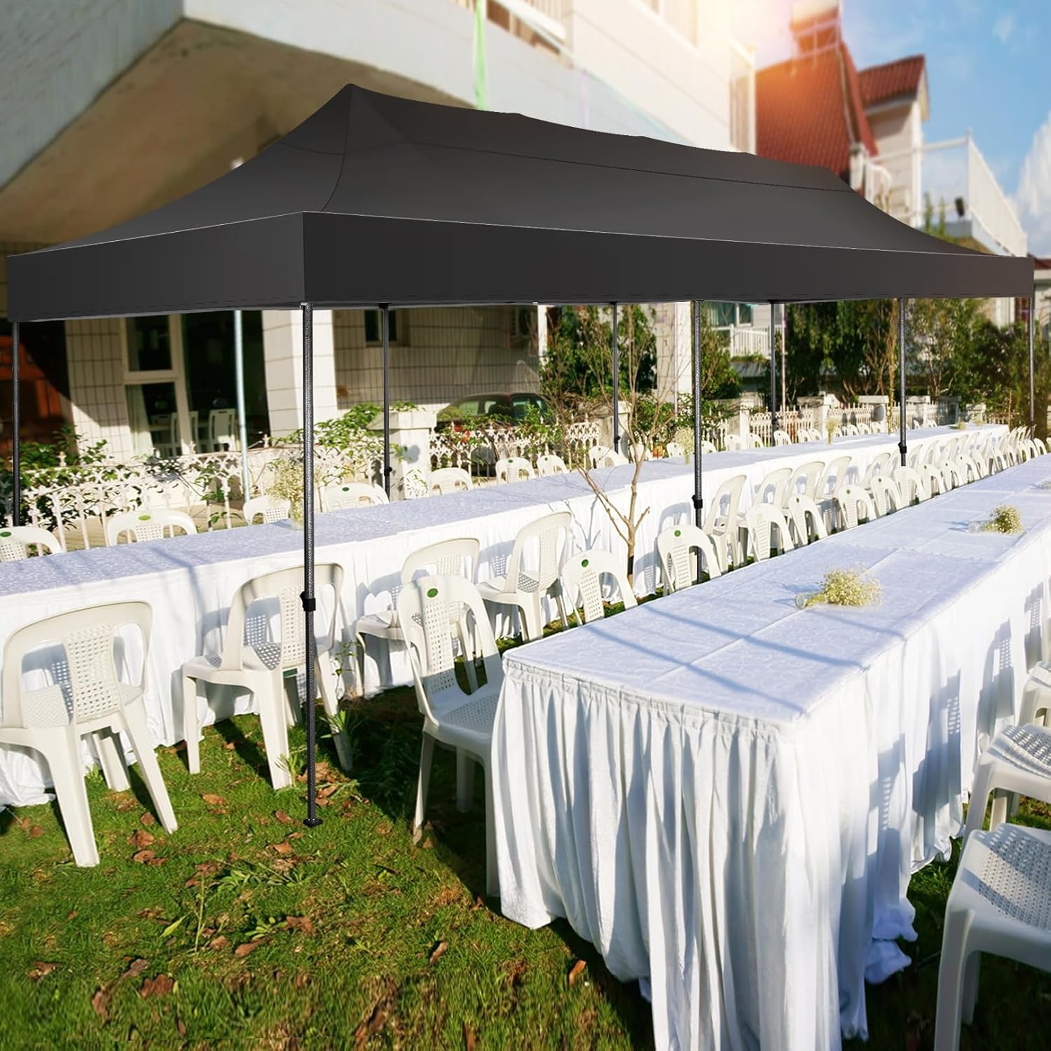 image:imageCOBIZI 66x66 Pop up Canopy Tent 66x66 Canopy No Sidewall Waterproof Heavy Duty Commercial for Parties Outdoor Garden Gazebo Tent Carry Bag with Wheel66x66ft No Sidewalls BlackBlack