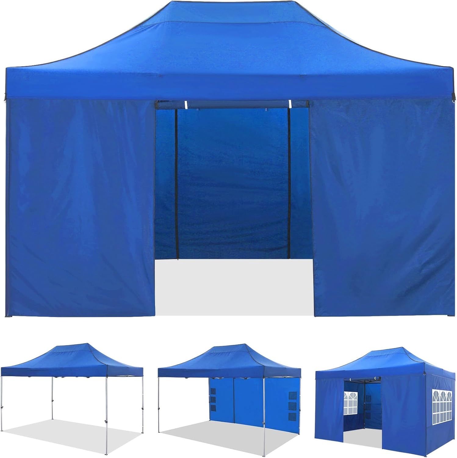 image:imageCOBIZI 66x66 Pop up Canopy Tent 66x66 Canopy No Sidewall Waterproof Heavy Duty Commercial for Parties Outdoor Garden Gazebo Tent Carry Bag with Wheel66x66ft No Sidewalls BlackBlue