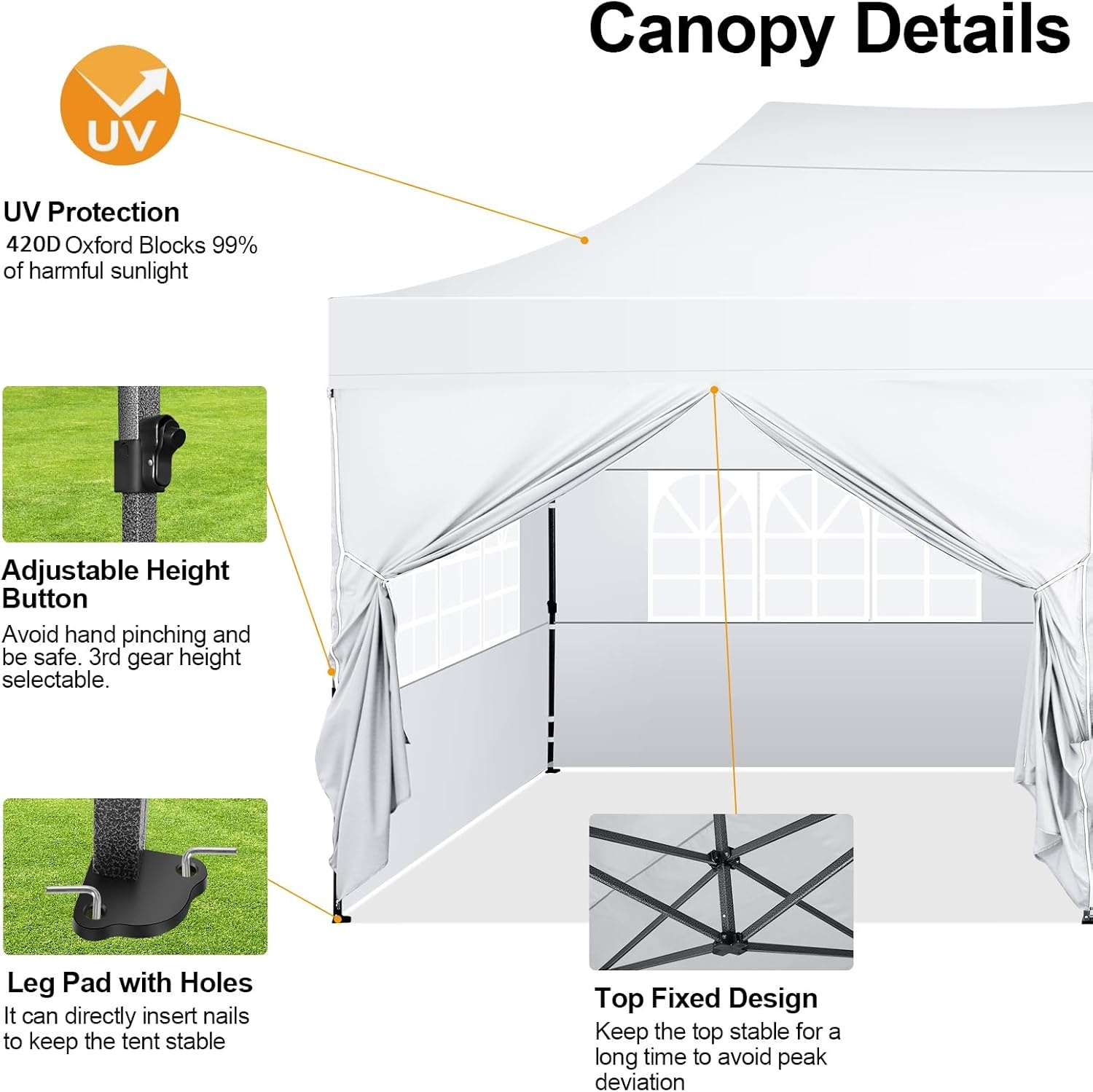 image:imageCOBIZI 66x66 Pop up Canopy Tent 66x66 Canopy No Sidewall Waterproof Heavy Duty Commercial for Parties Outdoor Garden Gazebo Tent Carry Bag with Wheel66x66ft No Sidewalls BlackWhite