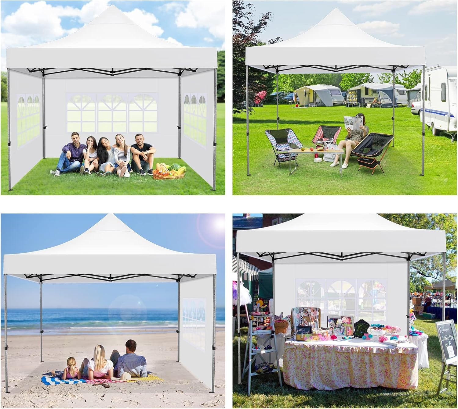 image:imageCOBIZI 66x66 Pop up Canopy Tent 66x66 Canopy No Sidewall Waterproof Heavy Duty Commercial for Parties Outdoor Garden Gazebo Tent Carry Bag with Wheel66x66ft No Sidewalls BlackWhite