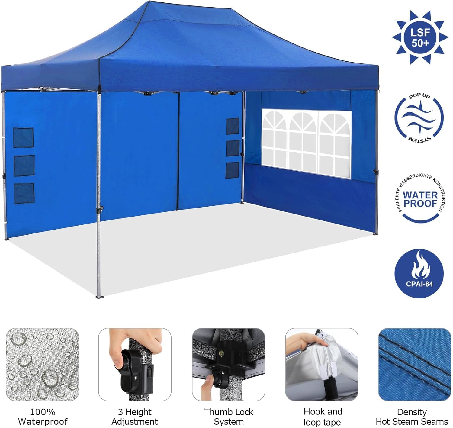 image:imageCOBIZI 66x66 Pop up Canopy Tent 66x66 Canopy No Sidewall Waterproof Heavy Duty Commercial for Parties Outdoor Garden Gazebo Tent Carry Bag with Wheel66x66ft No Sidewalls BlackBlue