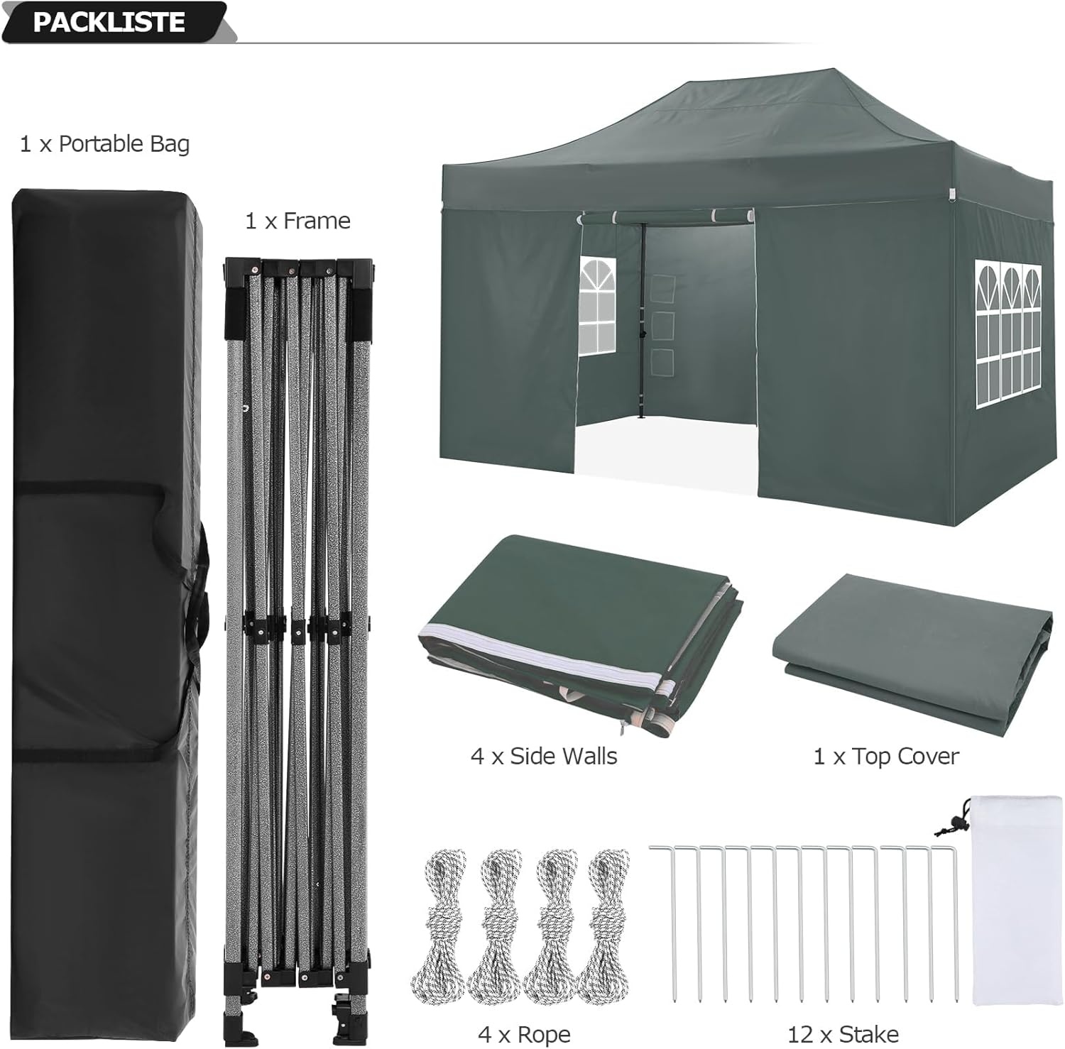 image:imageCOBIZI 66x66 Pop up Canopy Tent 66x66 Canopy No Sidewall Waterproof Heavy Duty Commercial for Parties Outdoor Garden Gazebo Tent Carry Bag with Wheel66x66ft No Sidewalls BlackGray