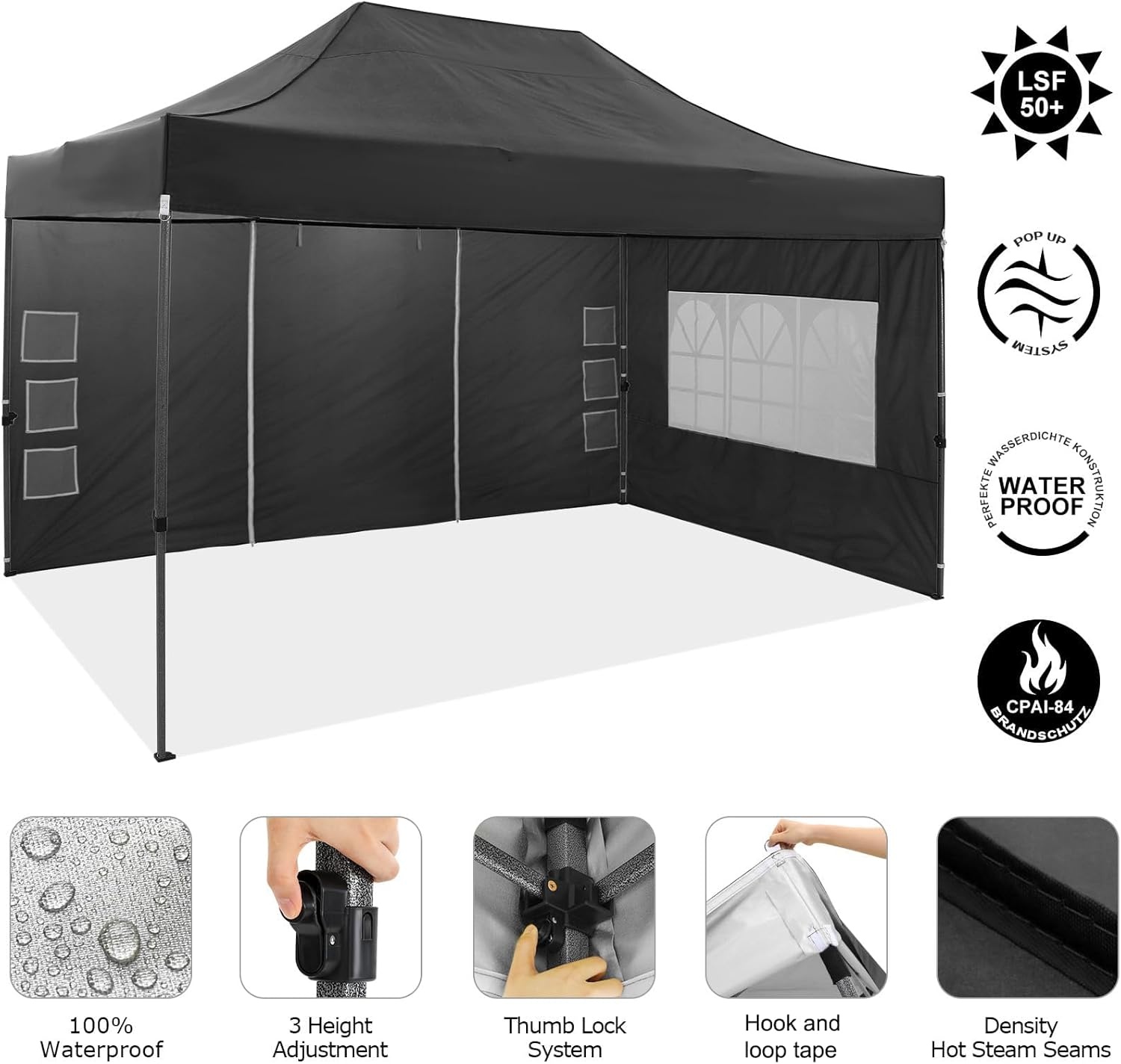image:imageCOBIZI 66x66 Pop up Canopy Tent 66x66 Canopy No Sidewall Waterproof Heavy Duty Commercial for Parties Outdoor Garden Gazebo Tent Carry Bag with Wheel66x66ft No Sidewalls BlackBlack