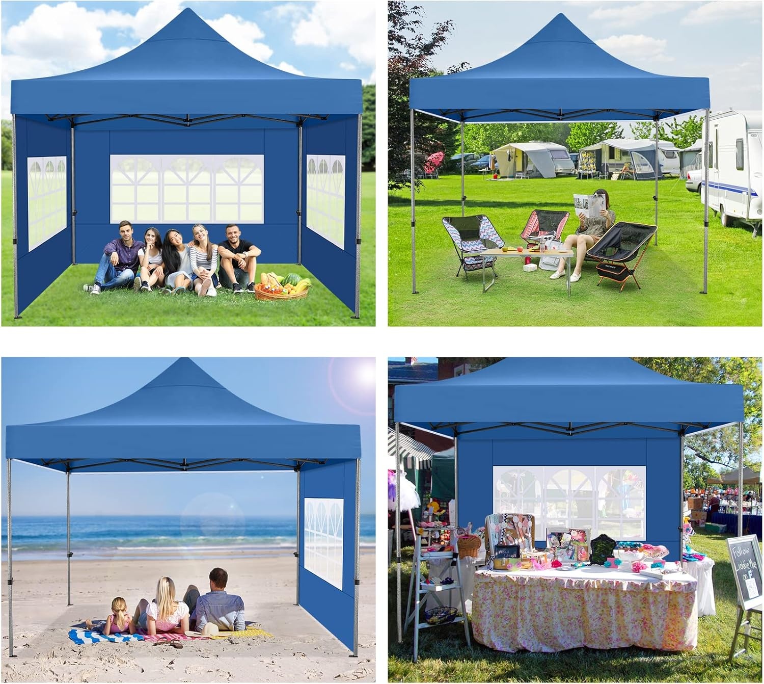 image:imageCOBIZI 66x66 Pop up Canopy Tent 66x66 Canopy No Sidewall Waterproof Heavy Duty Commercial for Parties Outdoor Garden Gazebo Tent Carry Bag with Wheel66x66ft No Sidewalls BlackBlue
