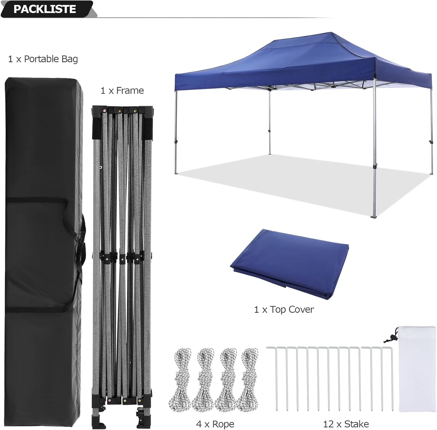 image:imageCOBIZI 66x66ft Pop Up Canopy Tent Heavy Duty Canopy Easy Set up Waterproof Outdoor Canopy Tent for Parties Beach Garden Camping with 1 Handbag 3 Adjustable Heights UPF50 Mist WhiteDark Blue