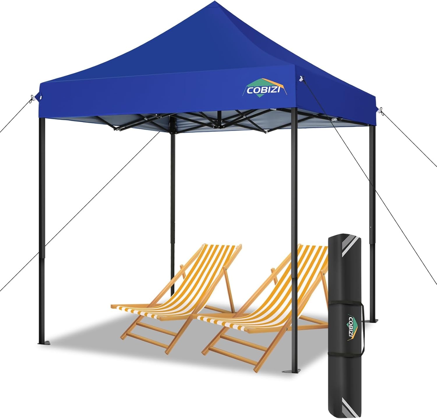 image:imageCOBIZI 66x66ft Pop Up Canopy Tent Heavy Duty Canopy Easy Set up Waterproof Outdoor Canopy Tent for Parties Beach Garden Camping with 1 Handbag 3 Adjustable Heights UPF50 Mist WhiteDark Blue