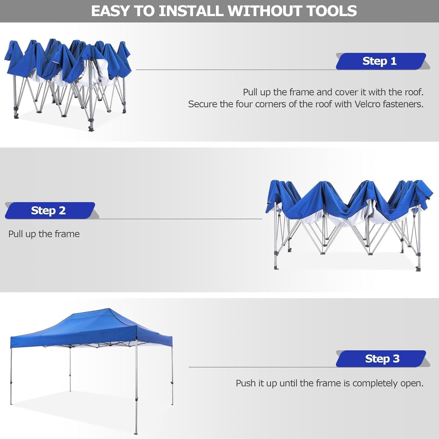image:imageCOBIZI 66x66ft Pop Up Canopy Tent Heavy Duty Canopy Easy Set up Waterproof Outdoor Canopy Tent for Parties Beach Garden Camping with 1 Handbag 3 Adjustable Heights UPF50 Mist WhiteBlue