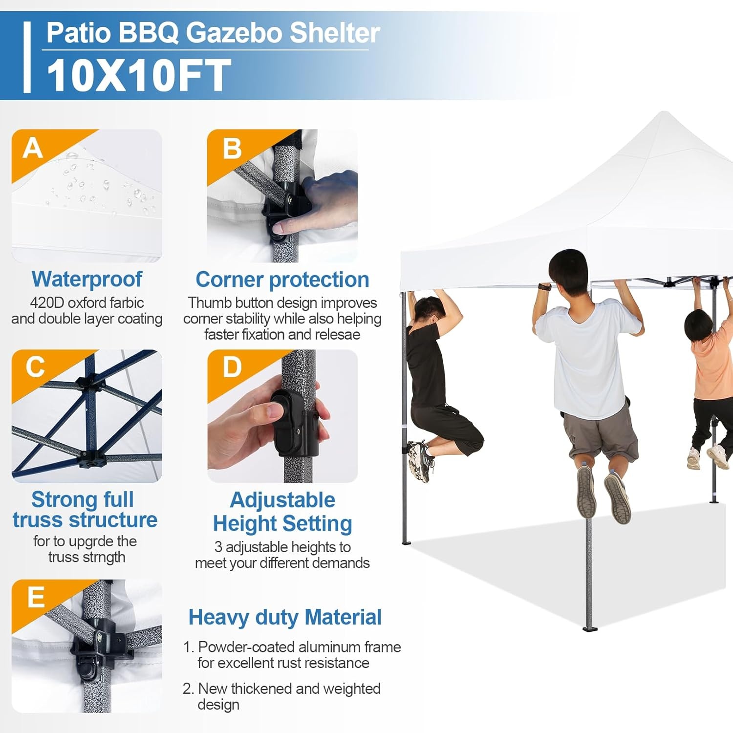 image:imageCOBIZI 66x66ft Pop Up Canopy Tent Heavy Duty Canopy Easy Set up Waterproof Outdoor Canopy Tent for Parties Beach Garden Camping with 1 Handbag 3 Adjustable Heights UPF50 Mist WhiteWhite