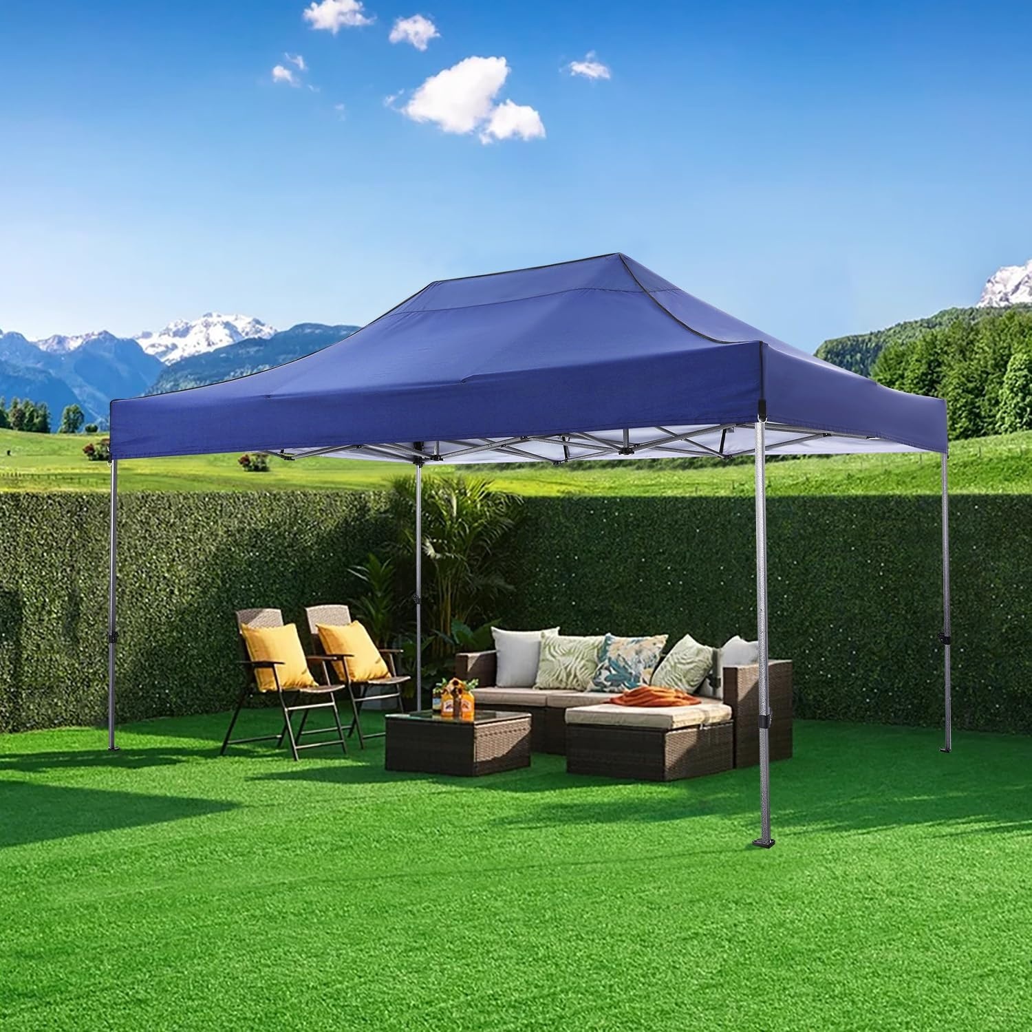 image:imageCOBIZI 66x66ft Pop Up Canopy Tent Heavy Duty Canopy Easy Set up Waterproof Outdoor Canopy Tent for Parties Beach Garden Camping with 1 Handbag 3 Adjustable Heights UPF50 Mist WhiteDark Blue