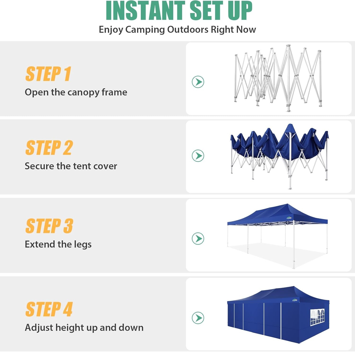 image:imageCOBIZI 66x66ft Pop Up Canopy Tent Heavy Duty Canopy Easy Set up Waterproof Outdoor Canopy Tent for Parties Beach Garden Camping with 1 Handbag 3 Adjustable Heights UPF50 Mist WhiteDark Blue