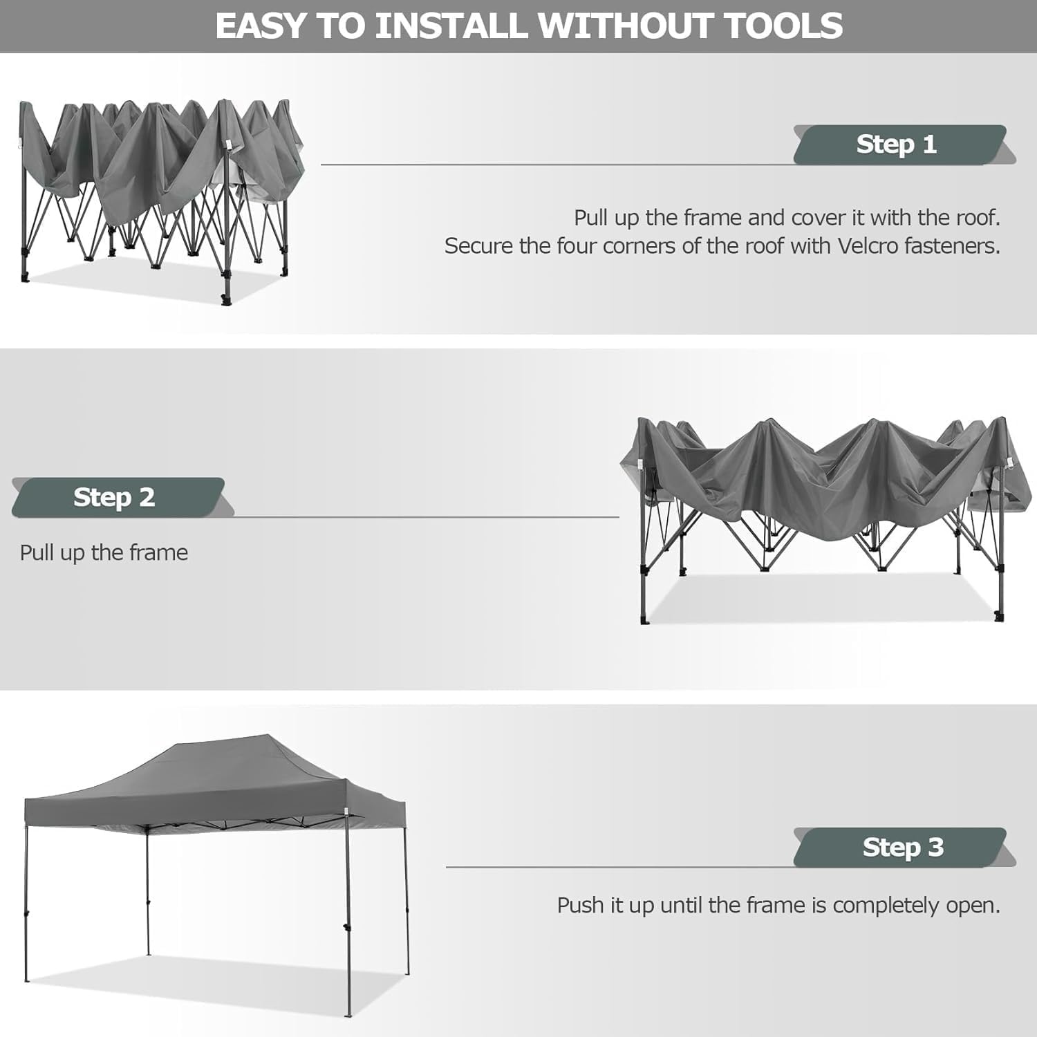 image:imageCOBIZI 66x66ft Pop Up Canopy Tent Heavy Duty Canopy Easy Set up Waterproof Outdoor Canopy Tent for Parties Beach Garden Camping with 1 Handbag 3 Adjustable Heights UPF50 Mist WhiteGray