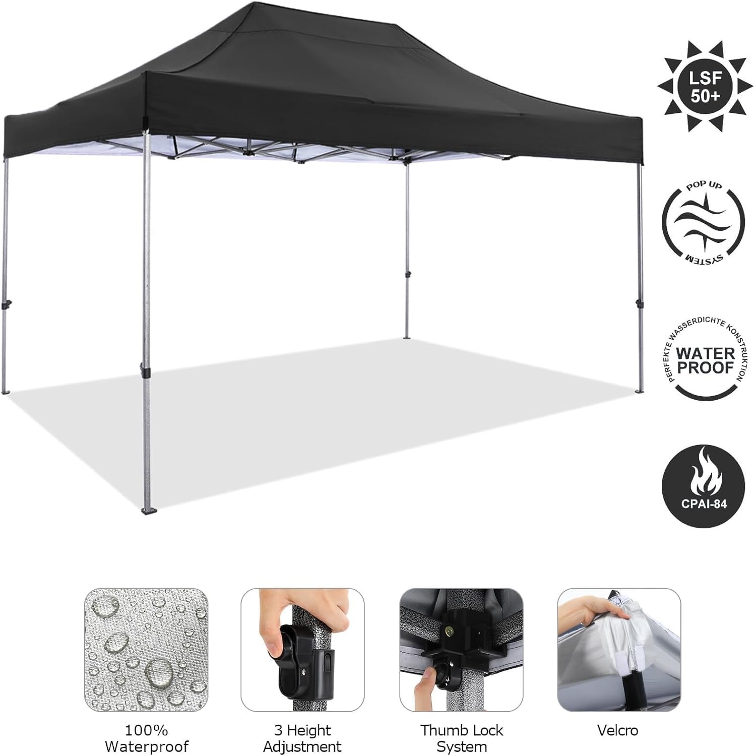image:imageCOBIZI 66x66ft Pop Up Canopy Tent Heavy Duty Canopy Easy Set up Waterproof Outdoor Canopy Tent for Parties Beach Garden Camping with 1 Handbag 3 Adjustable Heights UPF50 Mist WhiteBlack