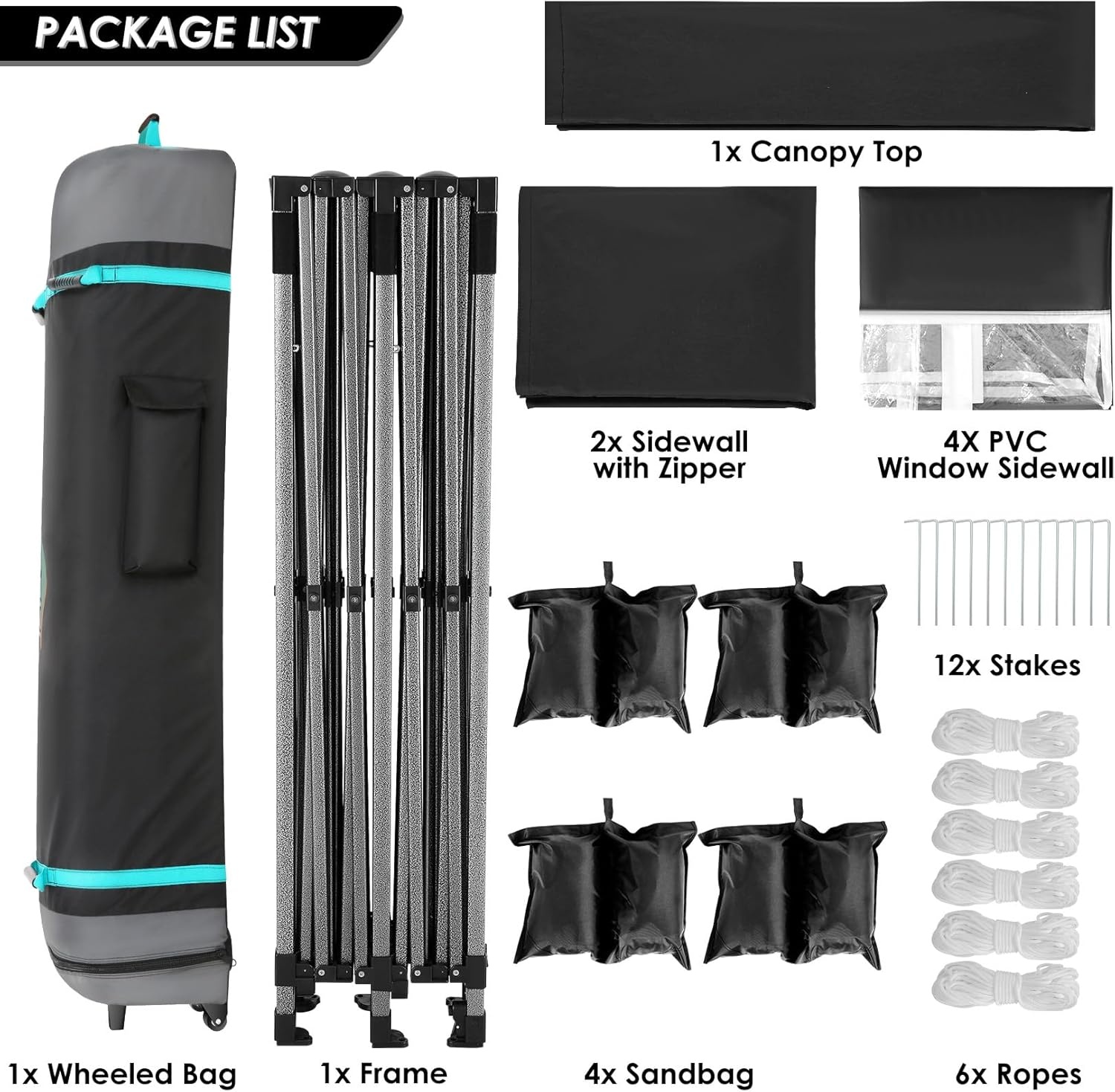 image:imageCOBIZI 66x66ft Pop Up Canopy Tent Heavy Duty Canopy Easy Set up Waterproof Outdoor Canopy Tent for Parties Beach Garden Camping with 1 Handbag 3 Adjustable Heights UPF50 Mist WhiteBlack