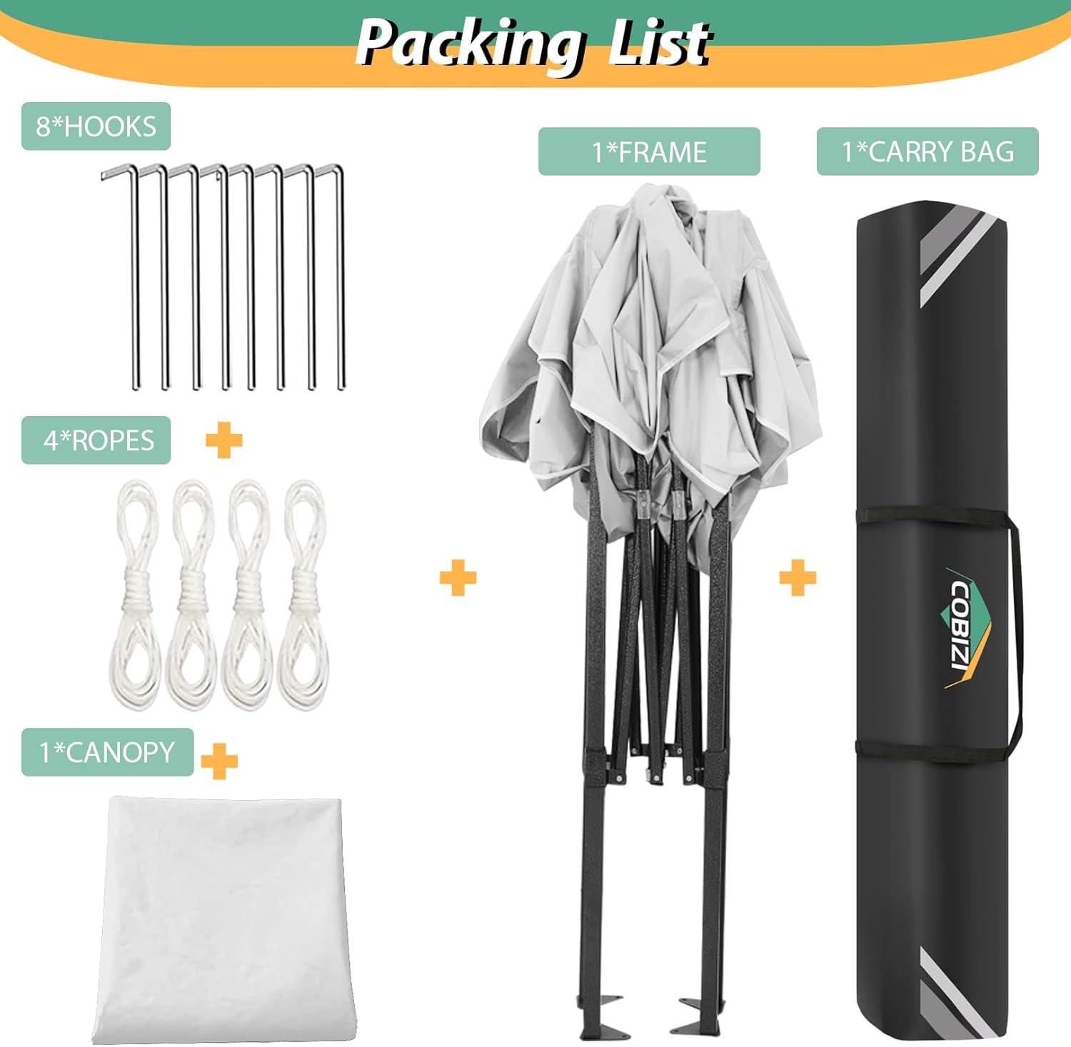 image:imageCOBIZI 66x66ft Pop Up Canopy Tent Heavy Duty Canopy Easy Set up Waterproof Outdoor Canopy Tent for Parties Beach Garden Camping with 1 Handbag 3 Adjustable Heights UPF50 Mist WhiteMist White