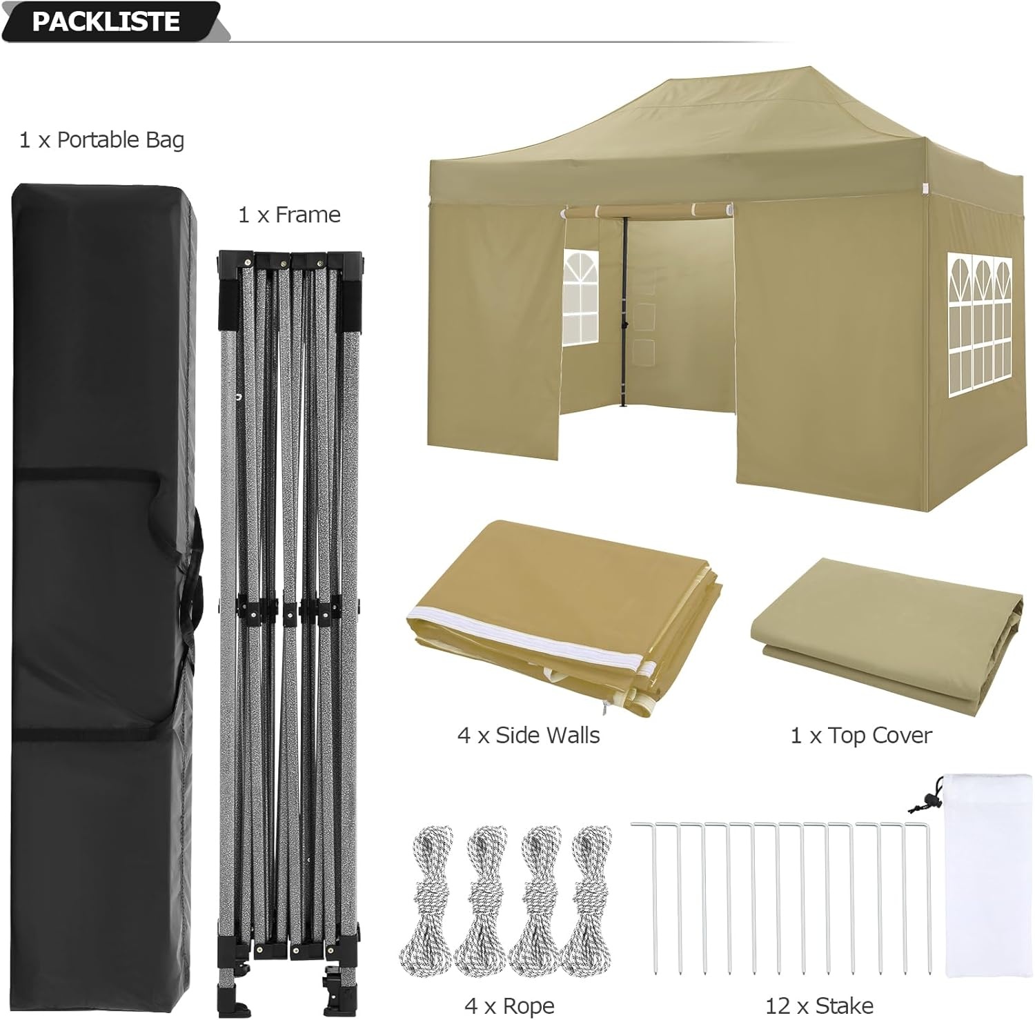 image:imageCOBIZI 66x66ft Pop Up Canopy Tent Heavy Duty Canopy Easy Set up Waterproof Outdoor Canopy Tent for Parties Beach Garden Camping with 1 Handbag 3 Adjustable Heights UPF50 Mist WhiteKhaki