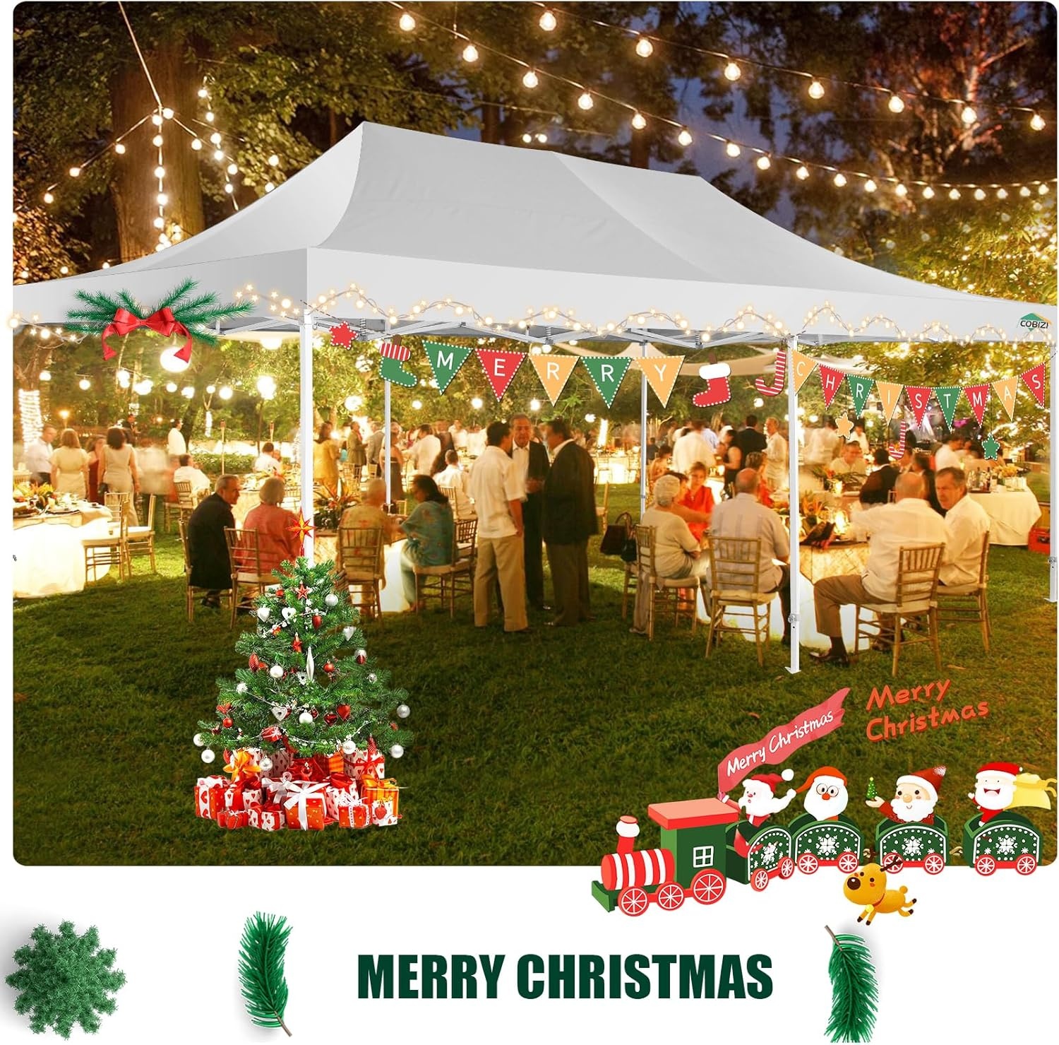 image:imageCOBIZI 66x66ft Pop Up Canopy Tent Heavy Duty Canopy Easy Set up Waterproof Outdoor Canopy Tent for Parties Beach Garden Camping with 1 Handbag 3 Adjustable Heights UPF50 Mist WhiteWhite