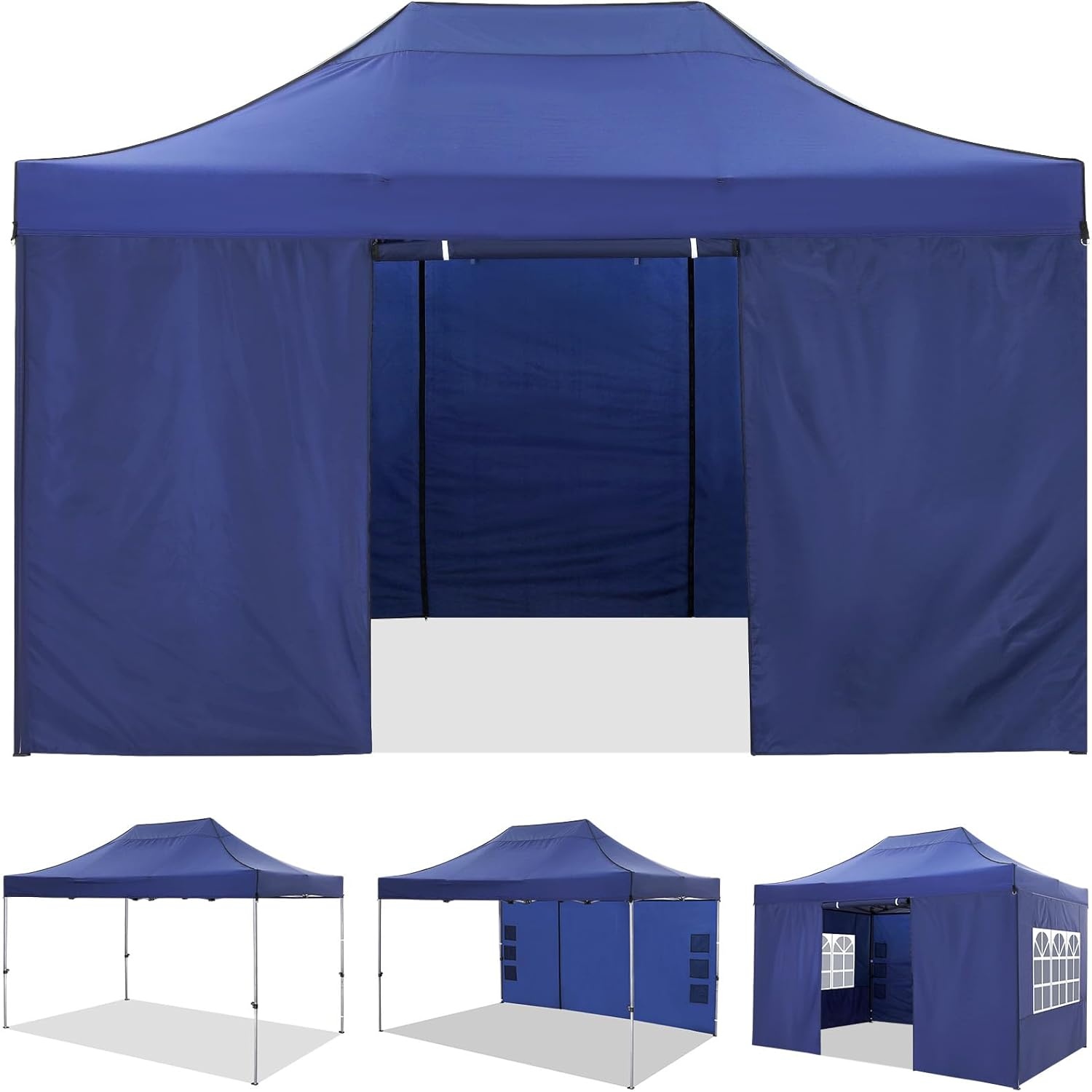 image:imageCOBIZI 66x66ft Pop Up Canopy Tent Heavy Duty Canopy Easy Set up Waterproof Outdoor Canopy Tent for Parties Beach Garden Camping with 1 Handbag 3 Adjustable Heights UPF50 Mist WhiteDark Blue