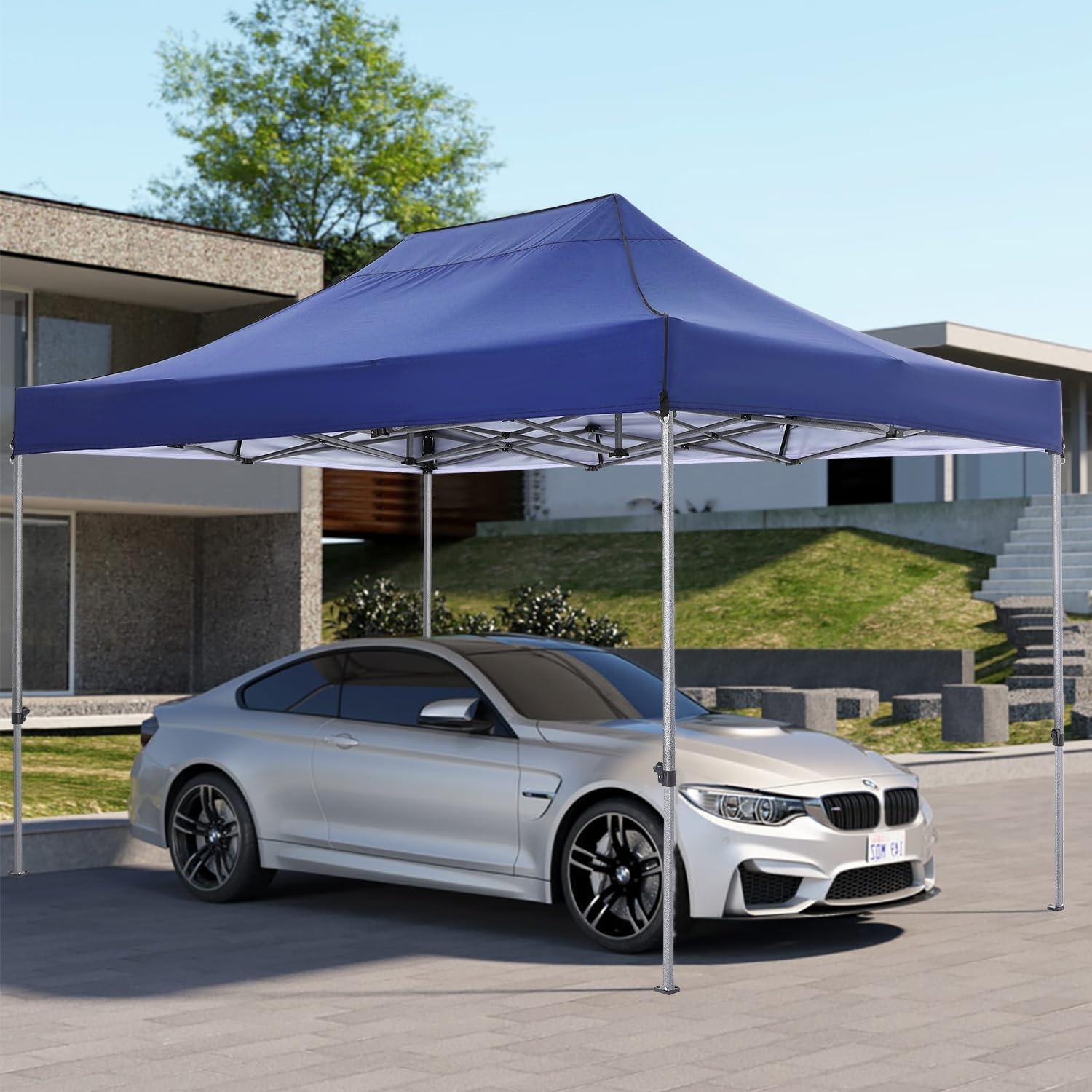 image:imageCOBIZI 66x66ft Pop Up Canopy Tent Heavy Duty Canopy Easy Set up Waterproof Outdoor Canopy Tent for Parties Beach Garden Camping with 1 Handbag 3 Adjustable Heights UPF50 Mist WhiteDark Blue