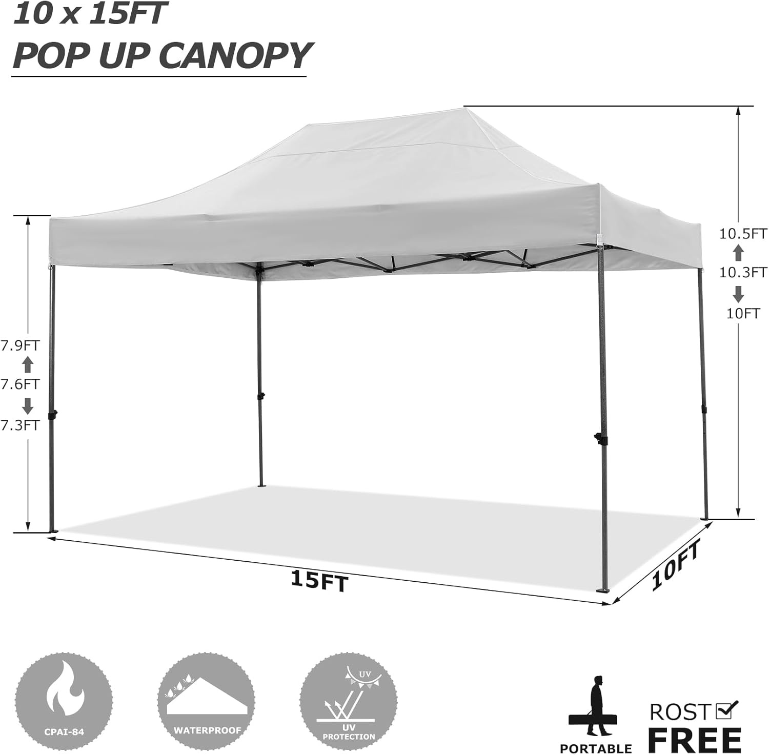 image:imageCOBIZI 66x66ft Pop Up Canopy Tent Heavy Duty Canopy Easy Set up Waterproof Outdoor Canopy Tent for Parties Beach Garden Camping with 1 Handbag 3 Adjustable Heights UPF50 Mist WhiteWhite