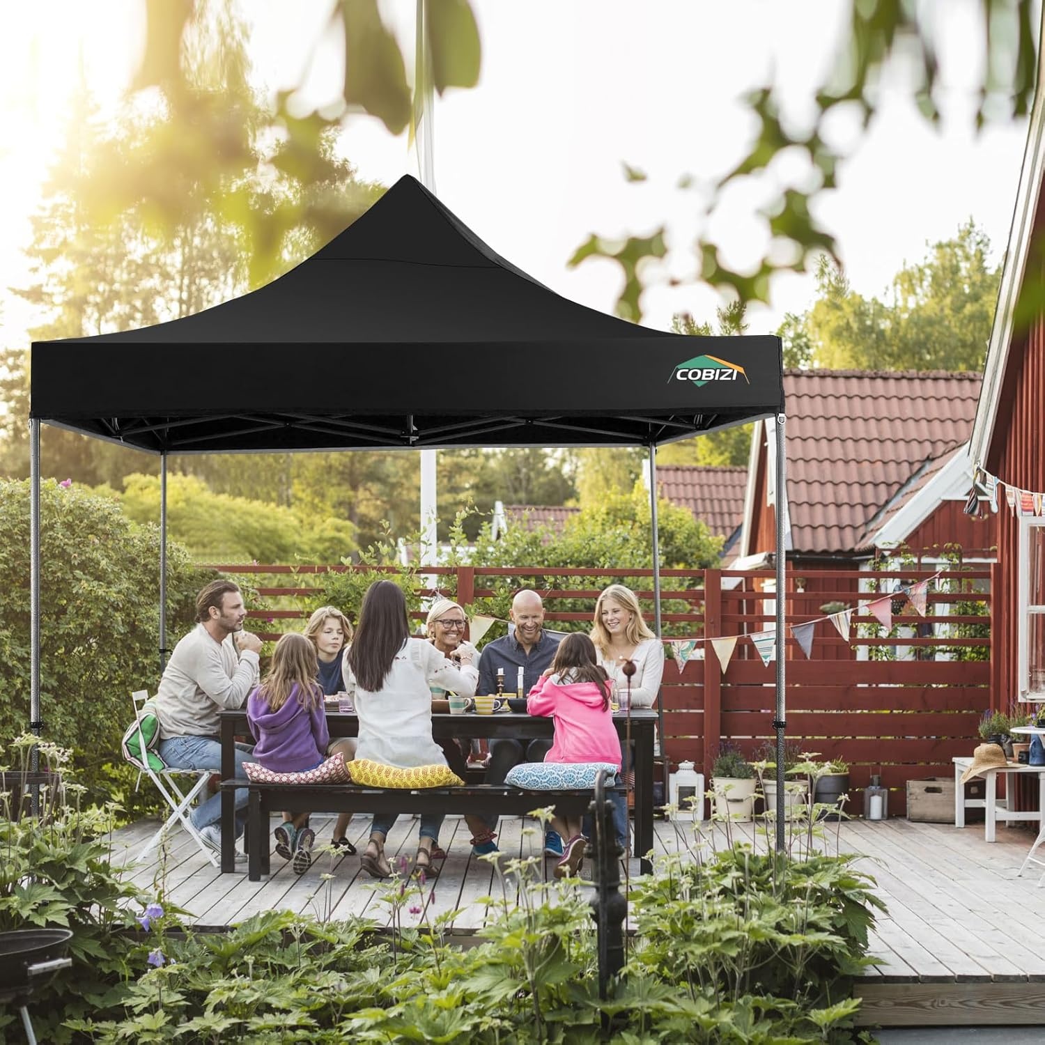 image:imageCOBIZI 66x66ft Pop Up Canopy Tent Heavy Duty Canopy Easy Set up Waterproof Outdoor Canopy Tent for Parties Beach Garden Camping with 1 Handbag 3 Adjustable Heights UPF50 Mist WhiteBlack