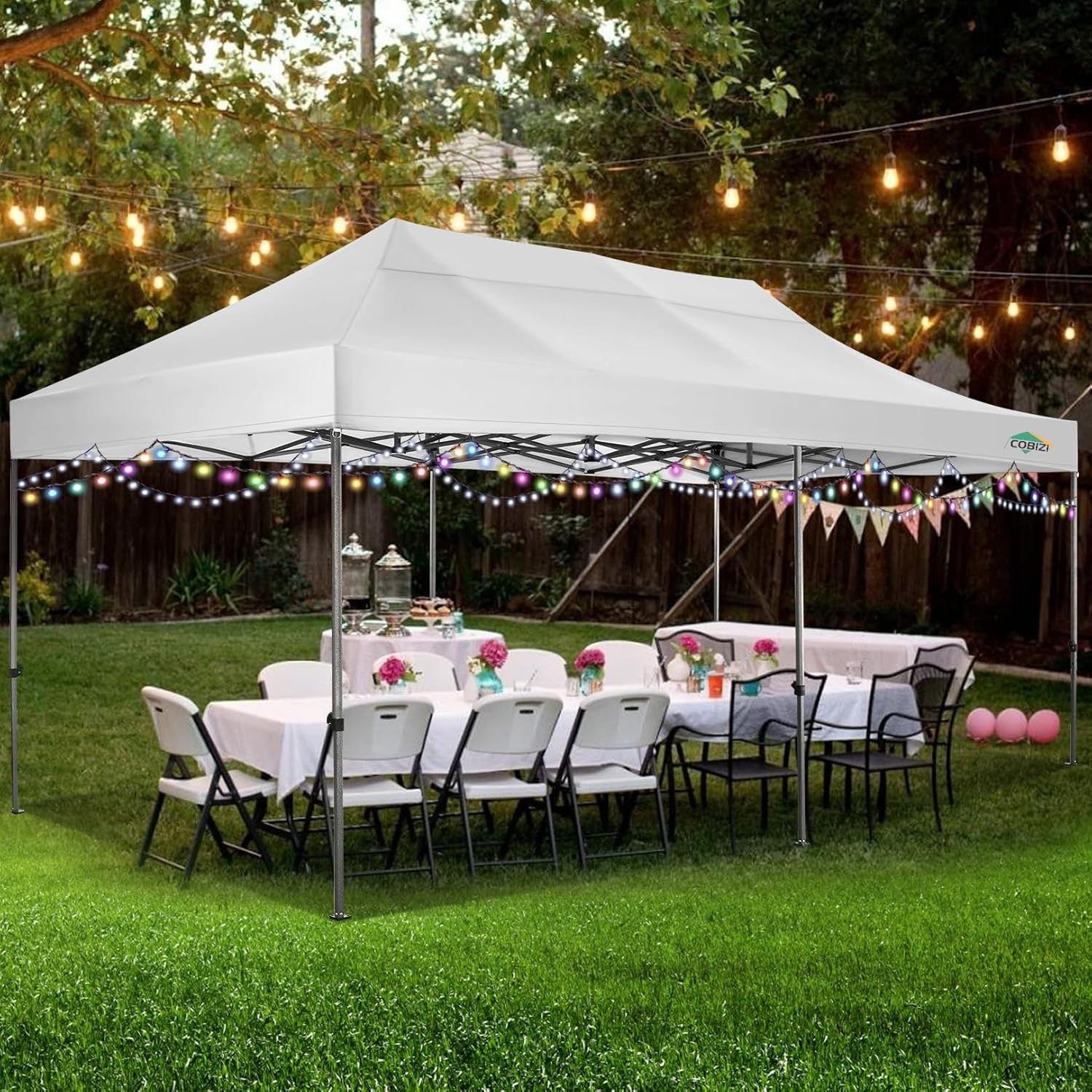 image:imageCOBIZI 66x66ft Pop Up Canopy Tent Heavy Duty Canopy Easy Set up Waterproof Outdoor Canopy Tent for Parties Beach Garden Camping with 1 Handbag 3 Adjustable Heights UPF50 Mist WhiteWhite