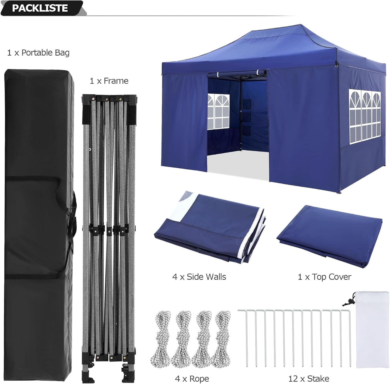 image:imageCOBIZI 66x66ft Pop Up Canopy Tent Heavy Duty Canopy Easy Set up Waterproof Outdoor Canopy Tent for Parties Beach Garden Camping with 1 Handbag 3 Adjustable Heights UPF50 Mist WhiteDark Blue