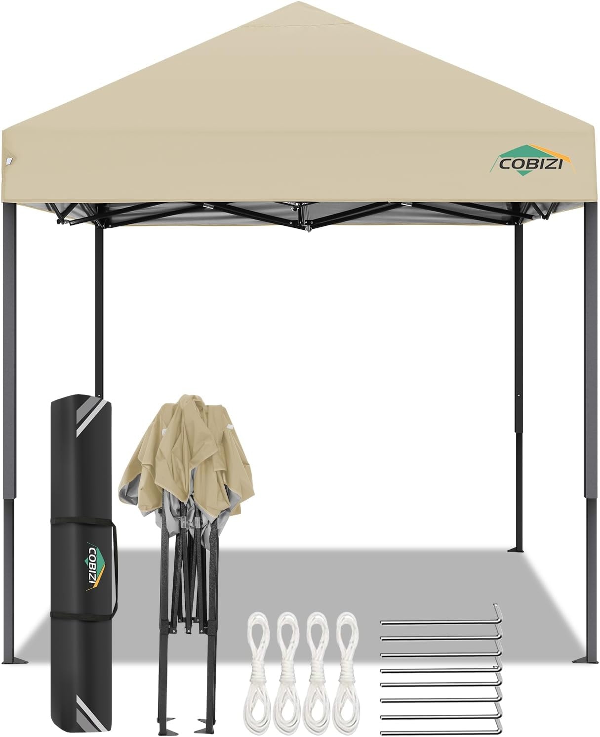 image:imageCOBIZI 66x66ft Pop Up Canopy Tent Heavy Duty Canopy Easy Set up Waterproof Outdoor Canopy Tent for Parties Beach Garden Camping with 1 Handbag 3 Adjustable Heights UPF50 Mist WhiteKhaki