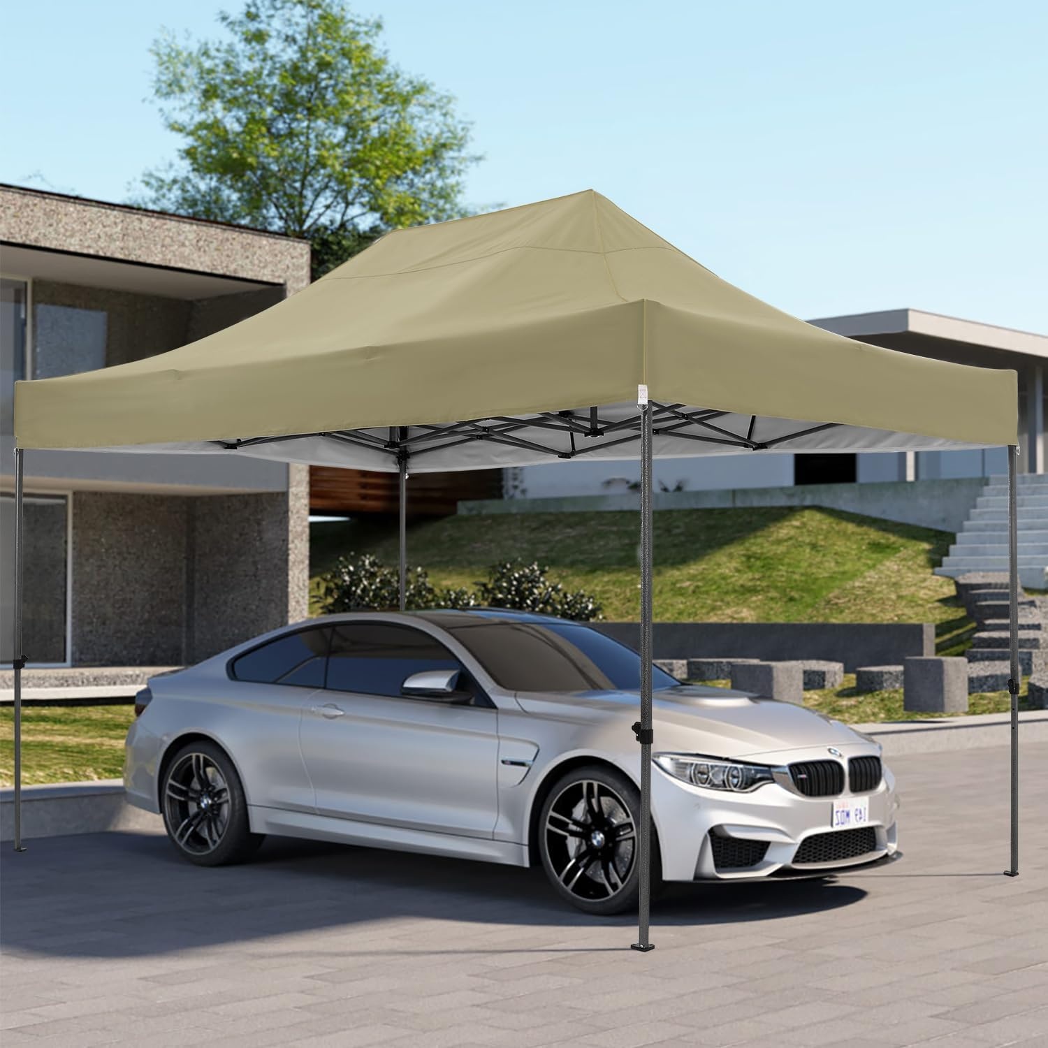 image:imageCOBIZI 66x66ft Pop Up Canopy Tent Heavy Duty Canopy Easy Set up Waterproof Outdoor Canopy Tent for Parties Beach Garden Camping with 1 Handbag 3 Adjustable Heights UPF50 Mist WhiteKhaki
