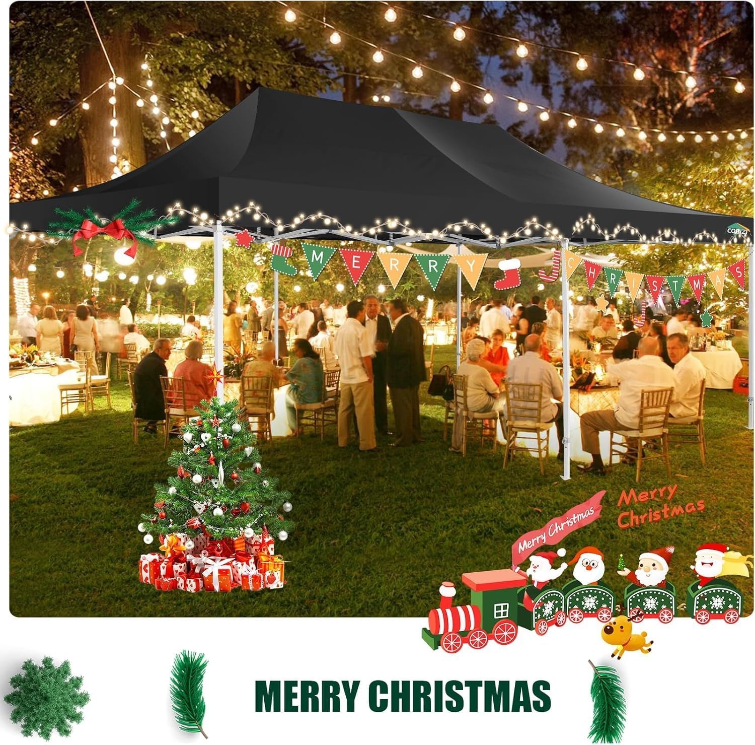 image:imageCOBIZI 66x66ft Pop Up Canopy Tent Heavy Duty Canopy Easy Set up Waterproof Outdoor Canopy Tent for Parties Beach Garden Camping with 1 Handbag 3 Adjustable Heights UPF50 Mist WhiteBlack