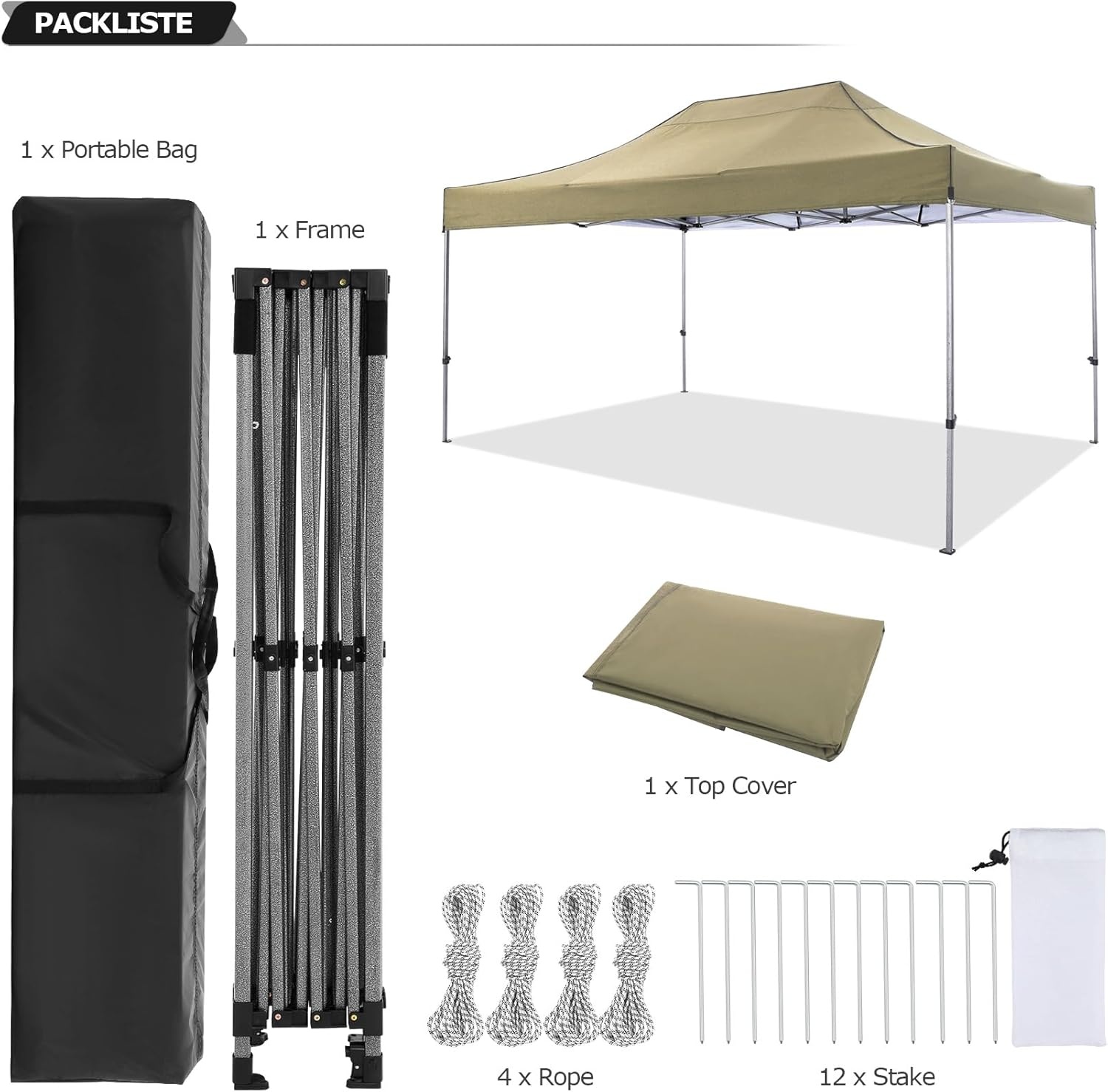 image:imageCOBIZI 66x66ft Pop Up Canopy Tent Heavy Duty Canopy Easy Set up Waterproof Outdoor Canopy Tent for Parties Beach Garden Camping with 1 Handbag 3 Adjustable Heights UPF50 Mist WhiteKhaki