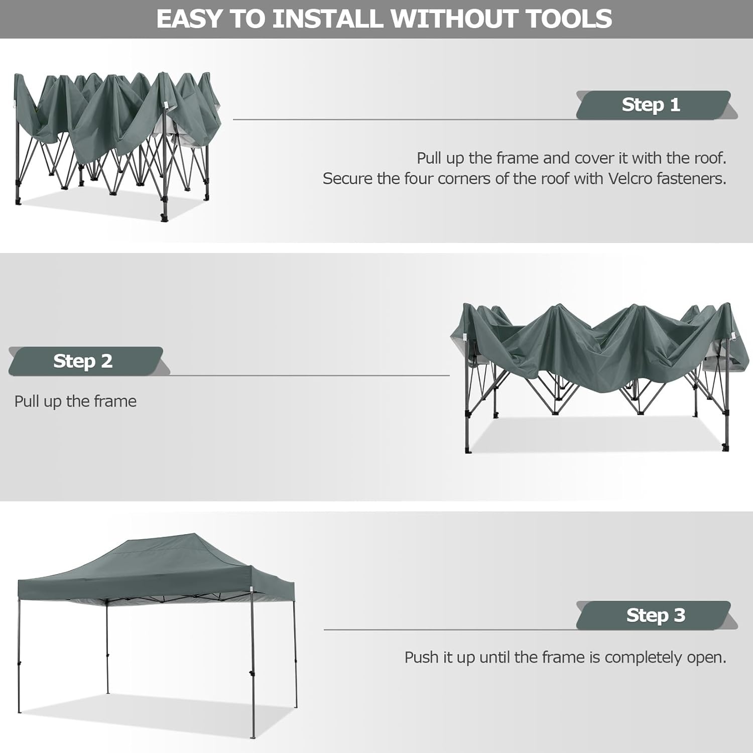 image:imageCOBIZI 66x66ft Pop Up Canopy Tent Heavy Duty Canopy Easy Set up Waterproof Outdoor Canopy Tent for Parties Beach Garden Camping with 1 Handbag 3 Adjustable Heights UPF50 Mist WhiteGray