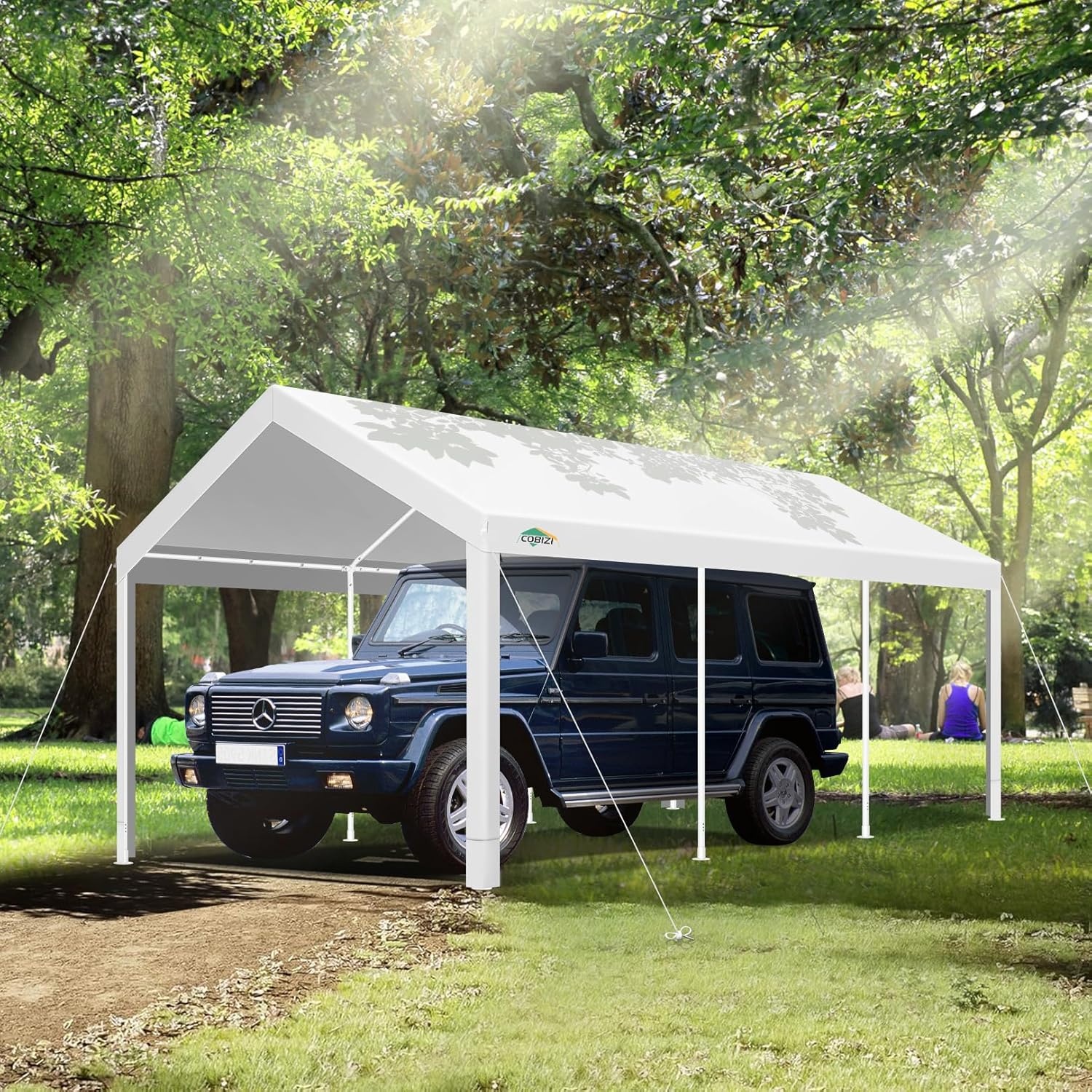 image:imageCOBIZI Carport 10x20 Heavy Duty Portable Garage Upgraded Car Canopy with Builtin Sandbags UV Resistant Waterproof AllSeason Tarp Car Tent for Truck Boat SUV WhiteWhite