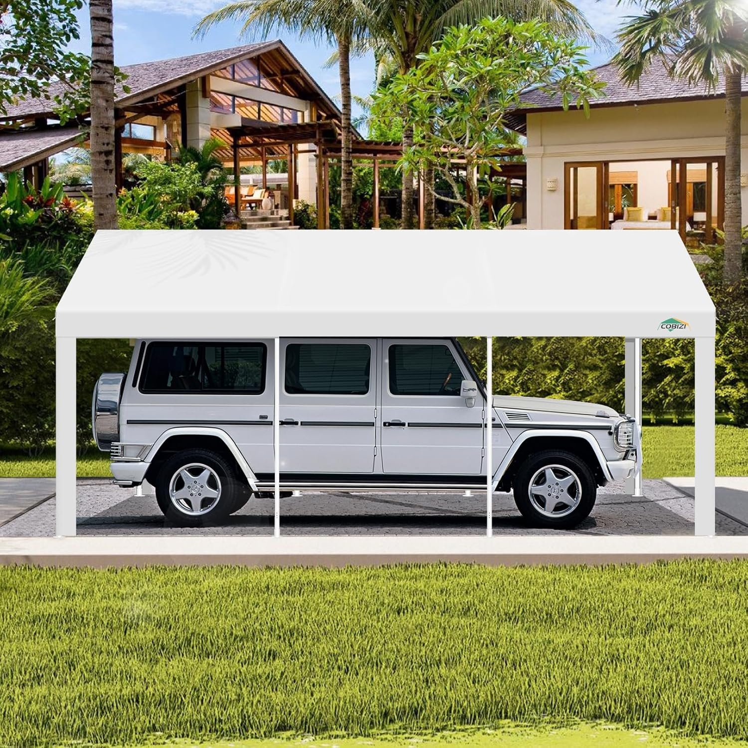 image:imageCOBIZI Carport 10x20 Heavy Duty Portable Garage Upgraded Car Canopy with Builtin Sandbags UV Resistant Waterproof AllSeason Tarp Car Tent for Truck Boat SUV WhiteWhite
