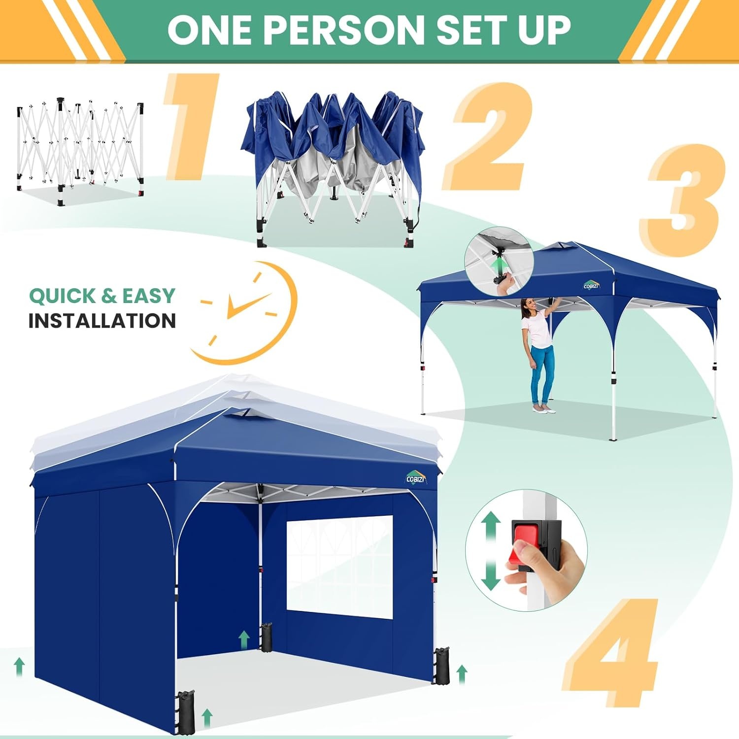 image:imageCOBIZI Gazebo 10x10 Heavy Duty Gazebos with Improved Nettings Outdoor Gazebo Double Roof Patio Gazebos with Metal Steel Frame Outdoor Canopy for Patio Deck Backyard GrayDark Blue 2