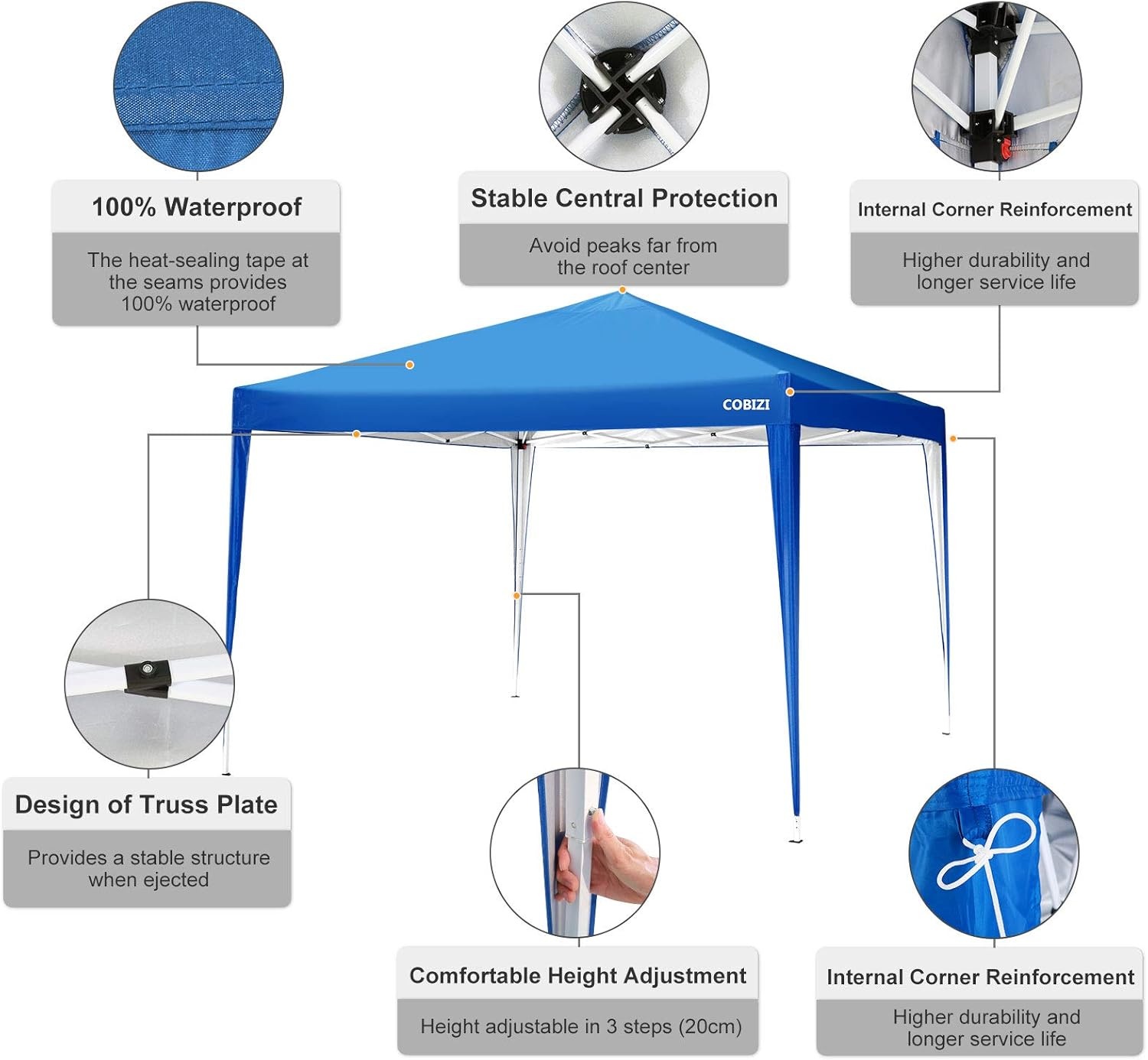 image:imageCOBIZI Gazebo 10x10 Heavy Duty Gazebos with Improved Nettings Outdoor Gazebo Double Roof Patio Gazebos with Metal Steel Frame Outdoor Canopy for Patio Deck Backyard GrayGray